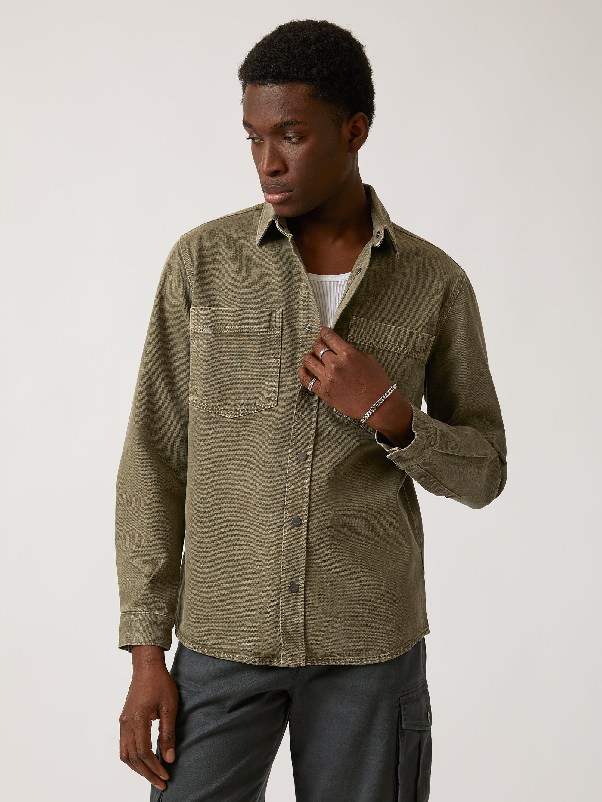 Men's Brooklyn Industries Overshirt in Deep Lichen Green - BROOKLYN INDUSTRIES