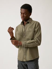 Men's Brooklyn Industries Overshirt in Deep Lichen Green - BROOKLYN INDUSTRIES