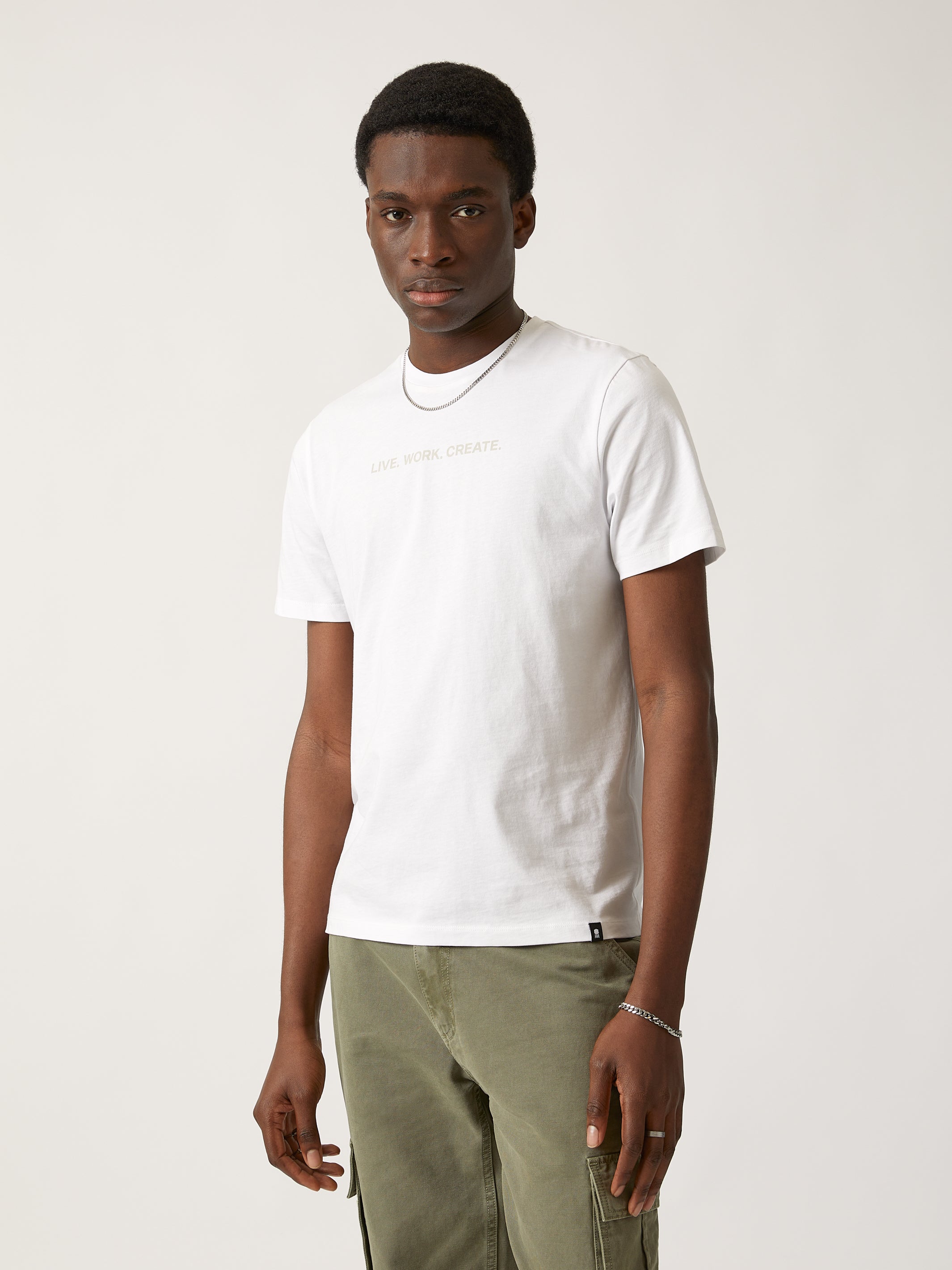 Men's Brooklyn Industries Live Work Create T-shirt in White - BROOKLYN INDUSTRIES