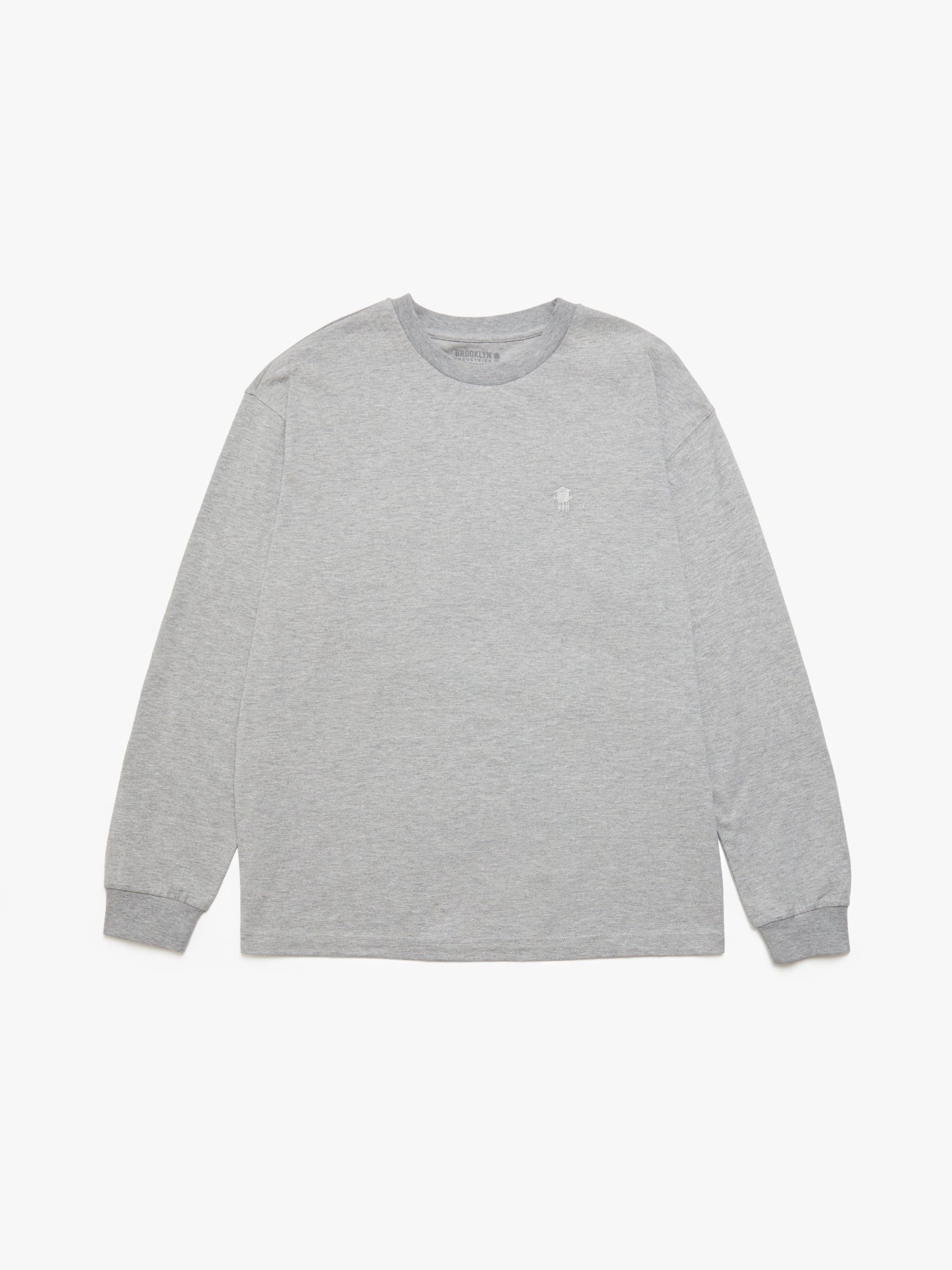 Men's Brooklyn Water Tower Long Sleeve T-shirt in Grey Melange - BROOKLYN INDUSTRIES