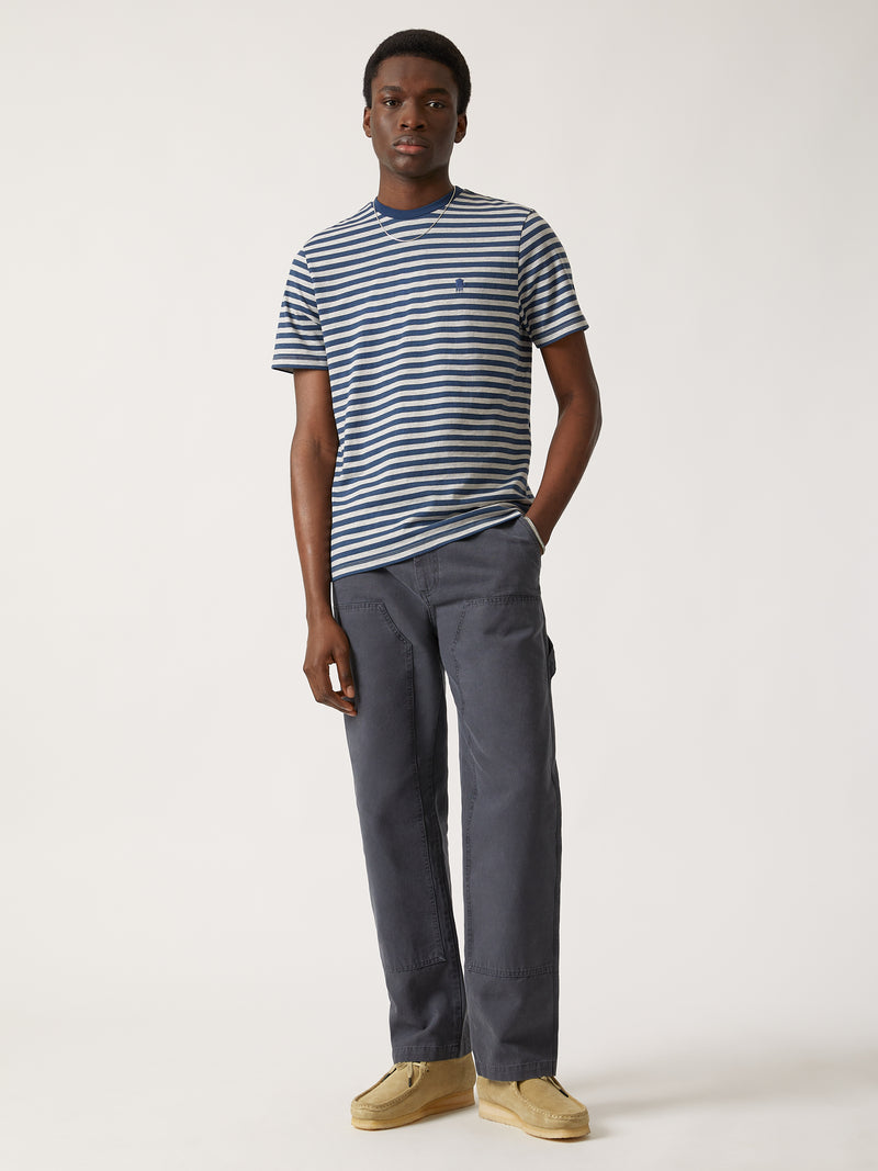 Men's Brooklyn Striped Water Tower T-shirt in Grey Melange - BROOKLYN INDUSTRIES