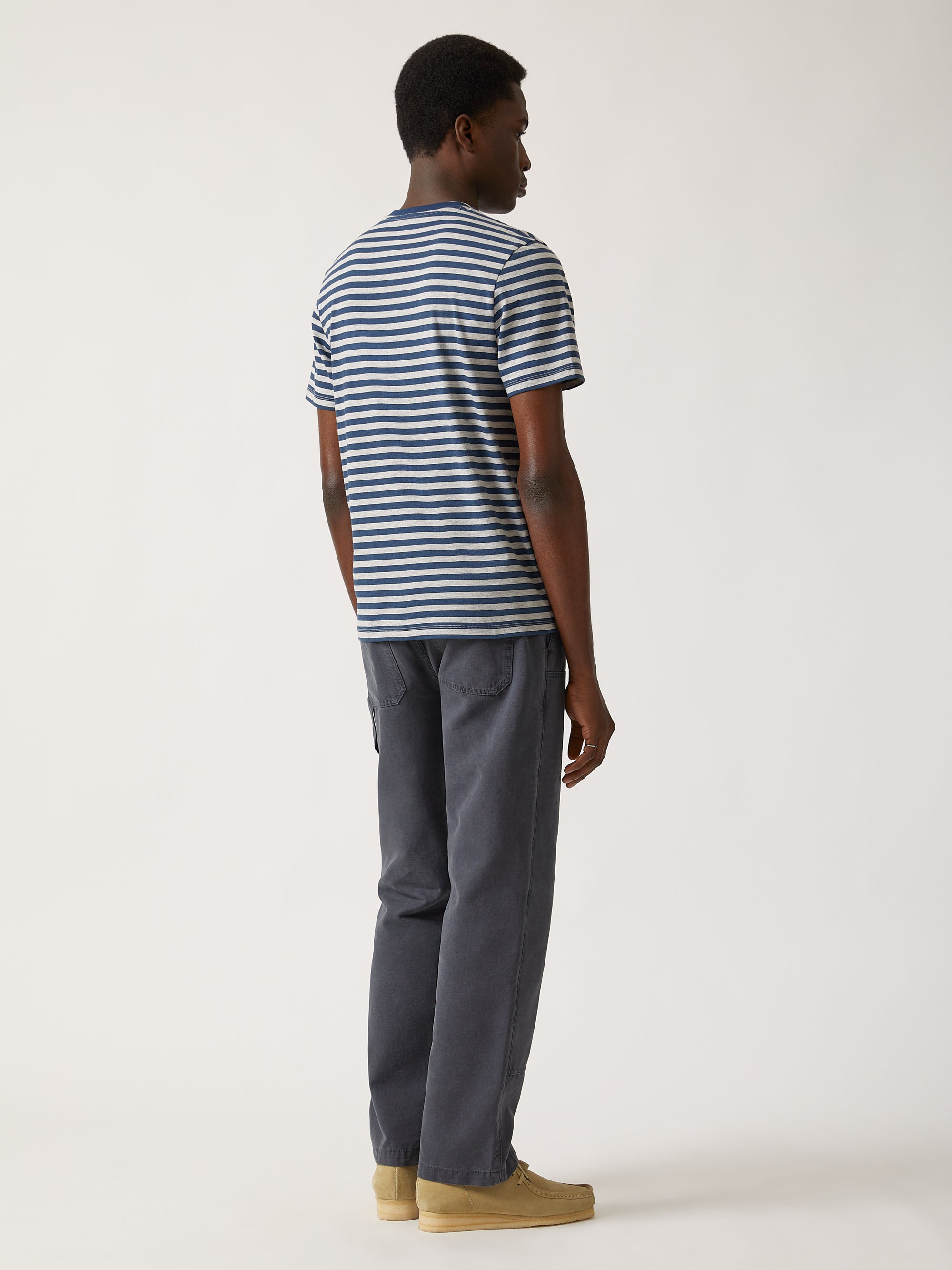 Men's Brooklyn Striped Water Tower T-shirt in Grey Melange - BROOKLYN INDUSTRIES