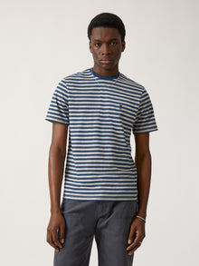 Men's Brooklyn Striped Water Tower T-shirt in Grey Melange - BROOKLYN INDUSTRIES