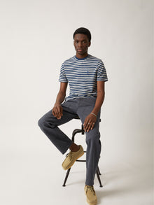 Men's Brooklyn Striped Water Tower T-shirt in Grey Melange - BROOKLYN INDUSTRIES