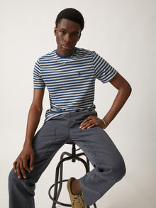 Men's Brooklyn Striped Water Tower T-shirt in Grey Melange - BROOKLYN INDUSTRIES