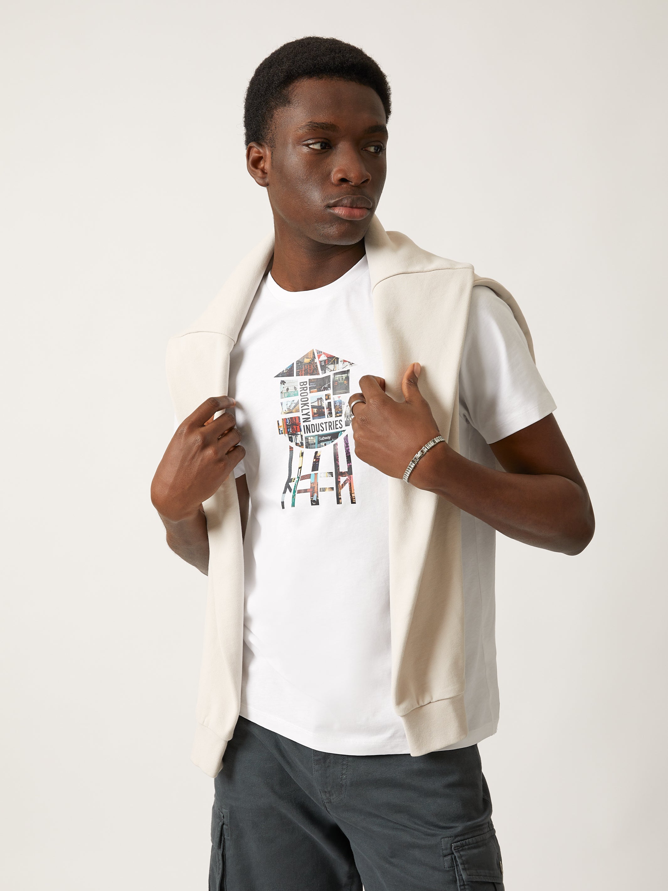 Men's Brooklyn Water Tower Photo T-shirt in White - BROOKLYN INDUSTRIES