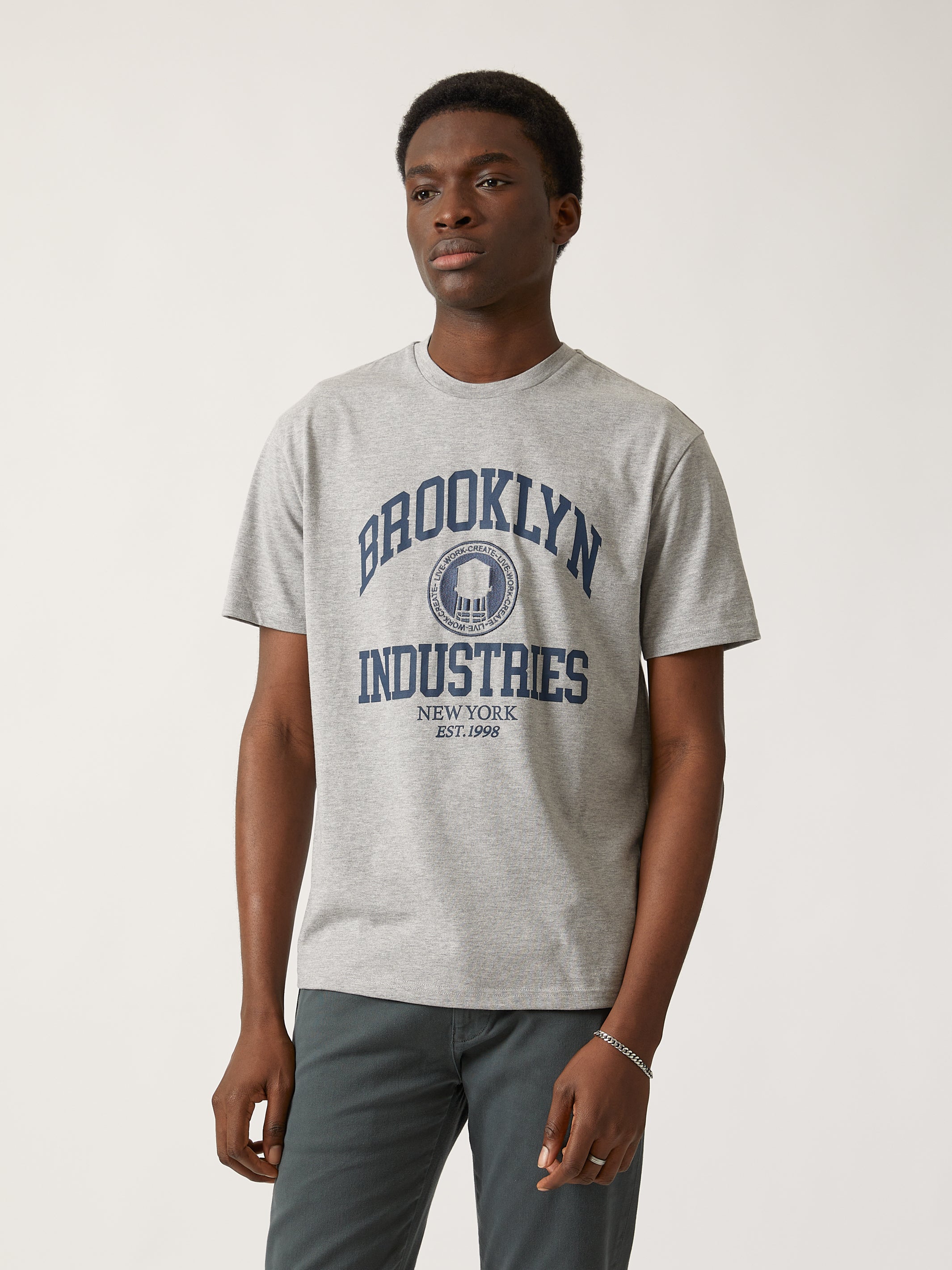 Men's Brooklyn Industries Heritage T-shirt in Grey Melange - BROOKLYN INDUSTRIES