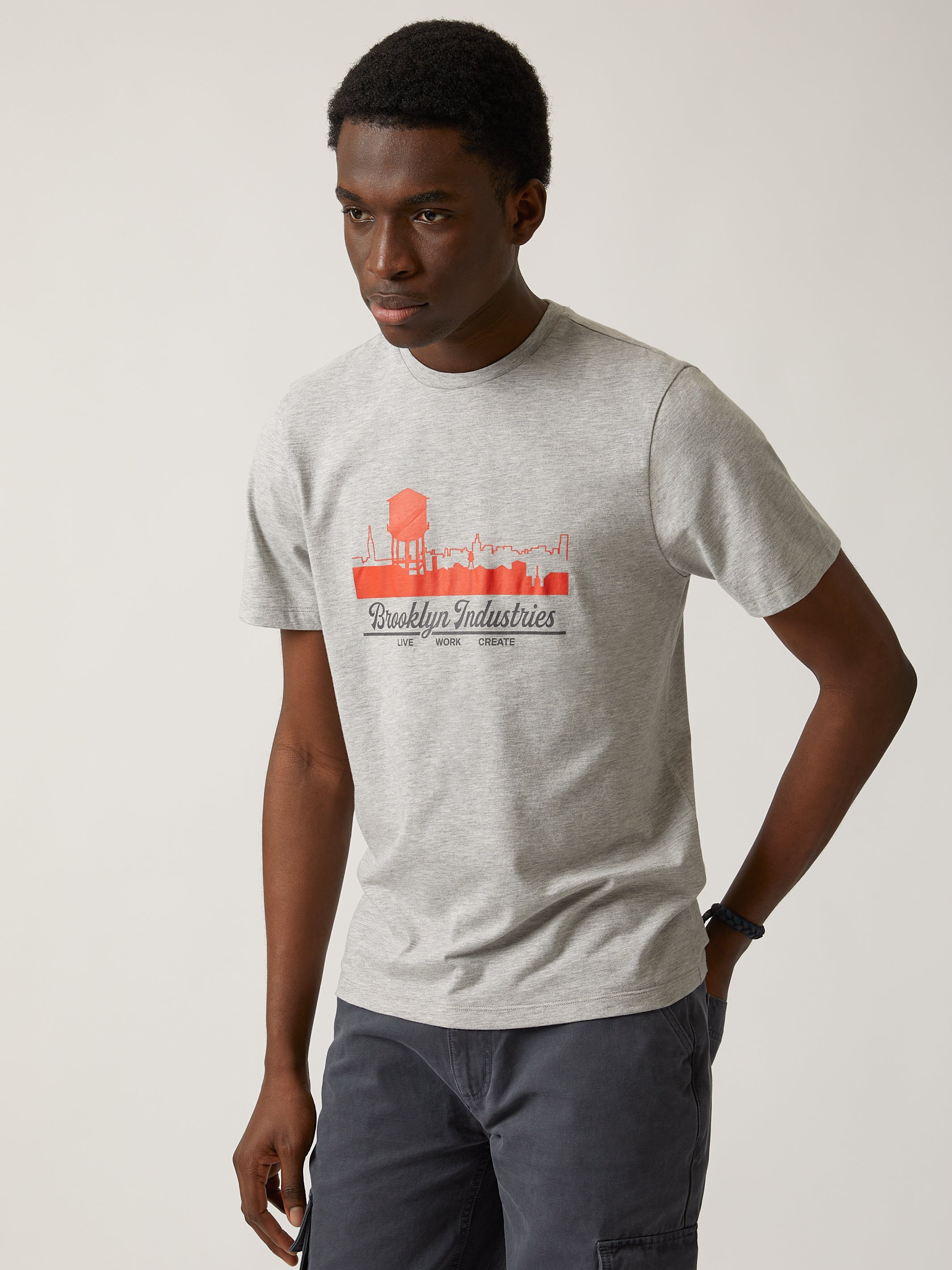 Men's Brooklyn Silhouette T-shirt in Grey Melange - BROOKLYN INDUSTRIES