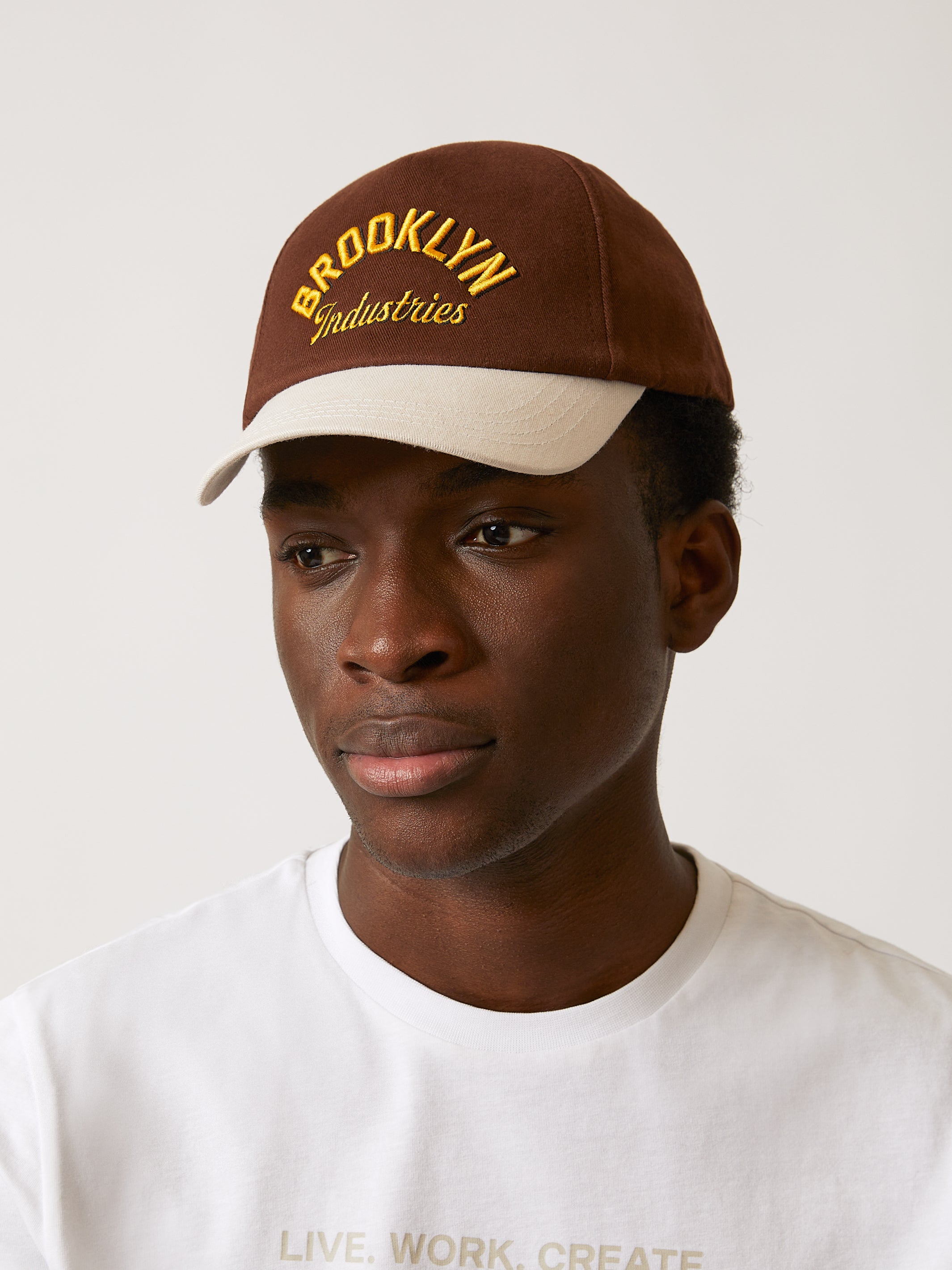 Contrast Logo Cap in Dark Brown - BROOKLYN INDUSTRIES