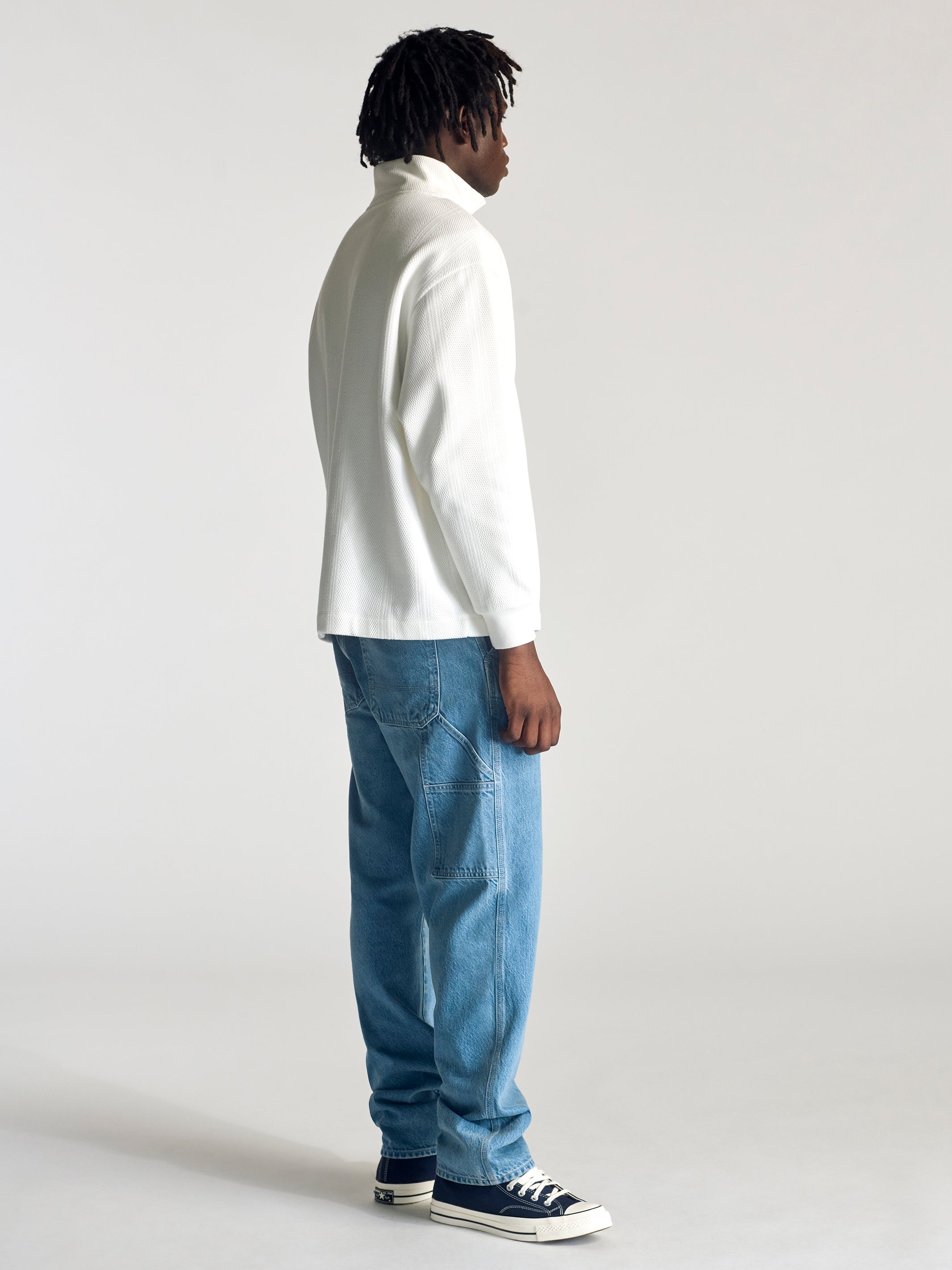 Men's Half Zip Sweatshirt In Antique White | Brooklyn Industries