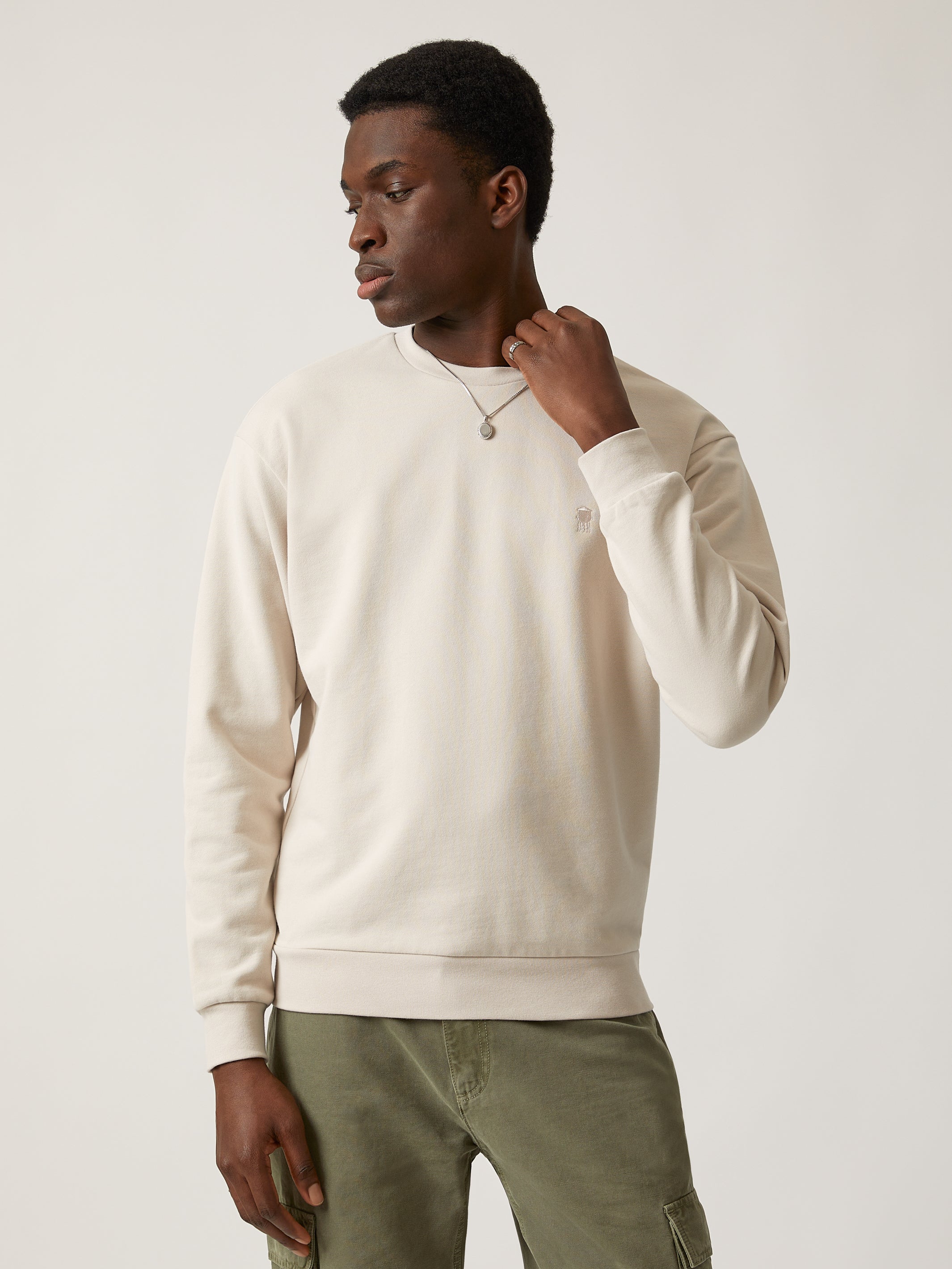 Men's Water Tower Crew Neck Sweatshirt in Moonbeam - BROOKLYN INDUSTRIES