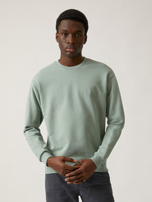 Men's Water Tower Crew Neck Sweatshirt in Green Milieu - BROOKLYN INDUSTRIES