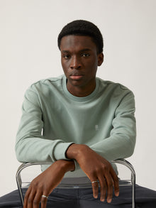 Men's Water Tower Crew Neck Sweatshirt in Green Milieu - BROOKLYN INDUSTRIES