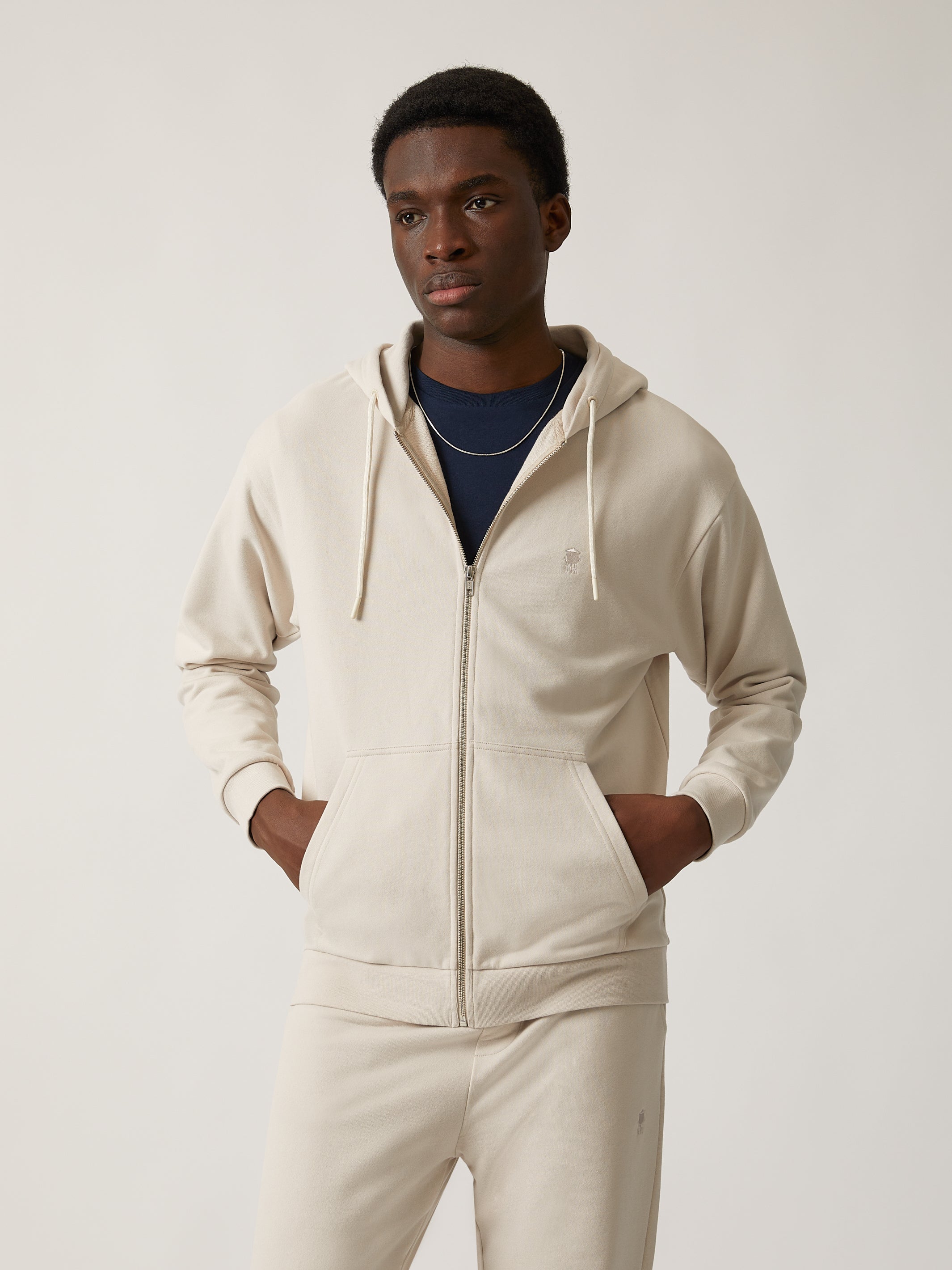 Men's Water Tower Zip-Up Hoodie in Moonbeam - BROOKLYN INDUSTRIES