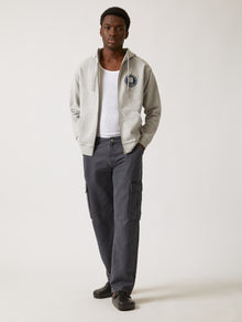 Men's Heritage Zip-Up Hoodie in Grey Melange - BROOKLYN INDUSTRIES