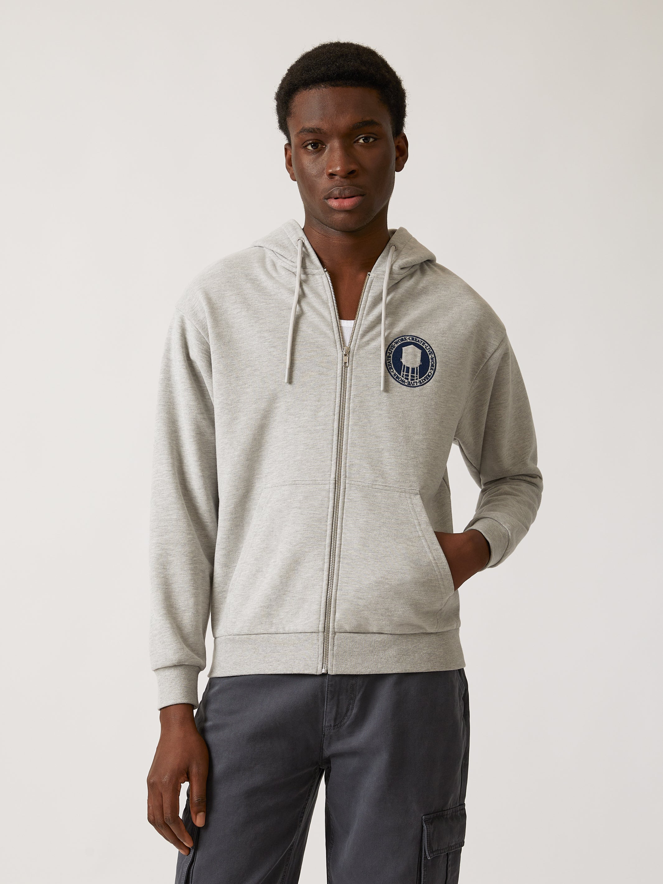 Men s Heritage Zip Up Hoodie in Grey Melange