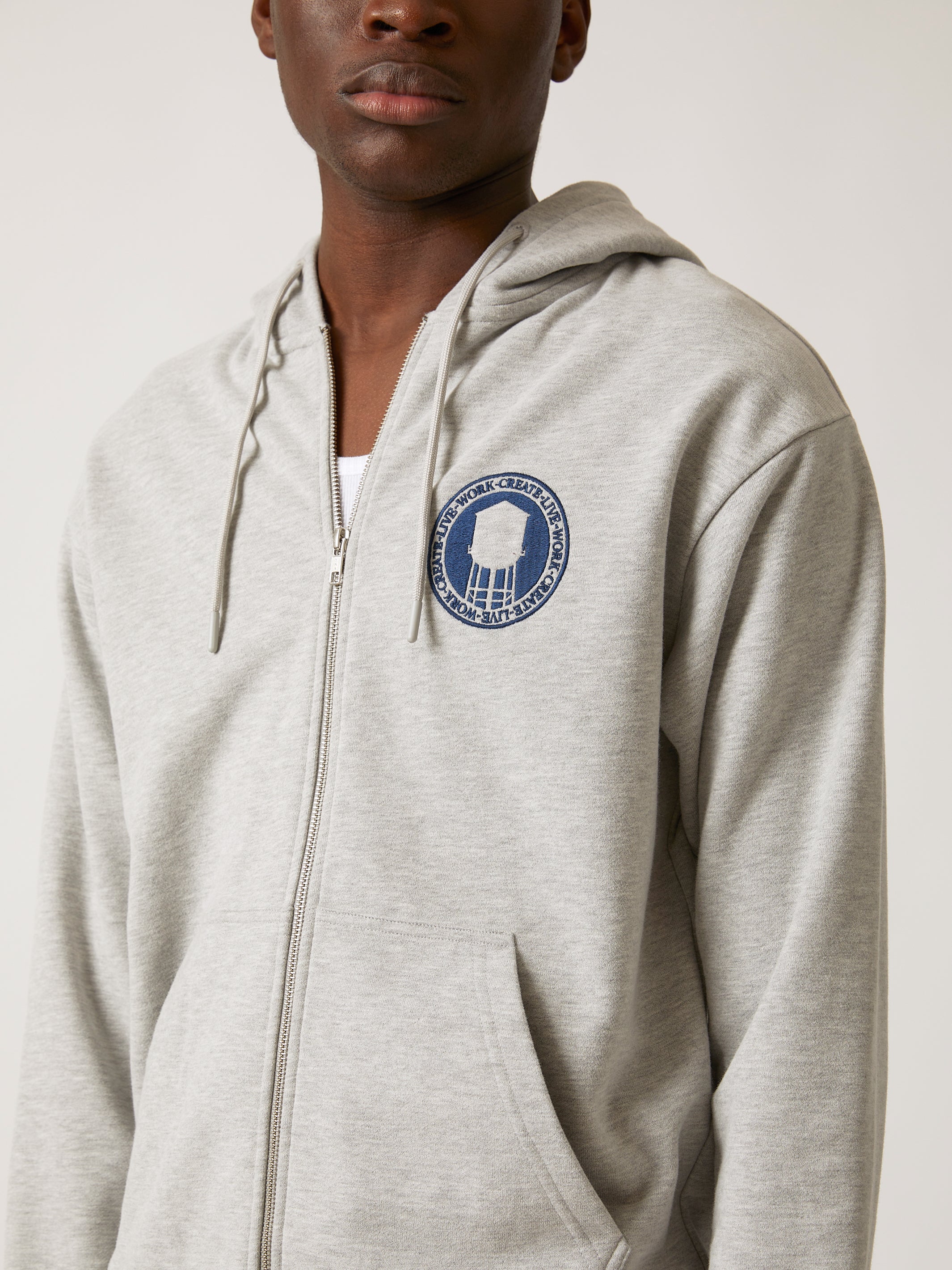 Men s Heritage Zip Up Hoodie in Grey Melange