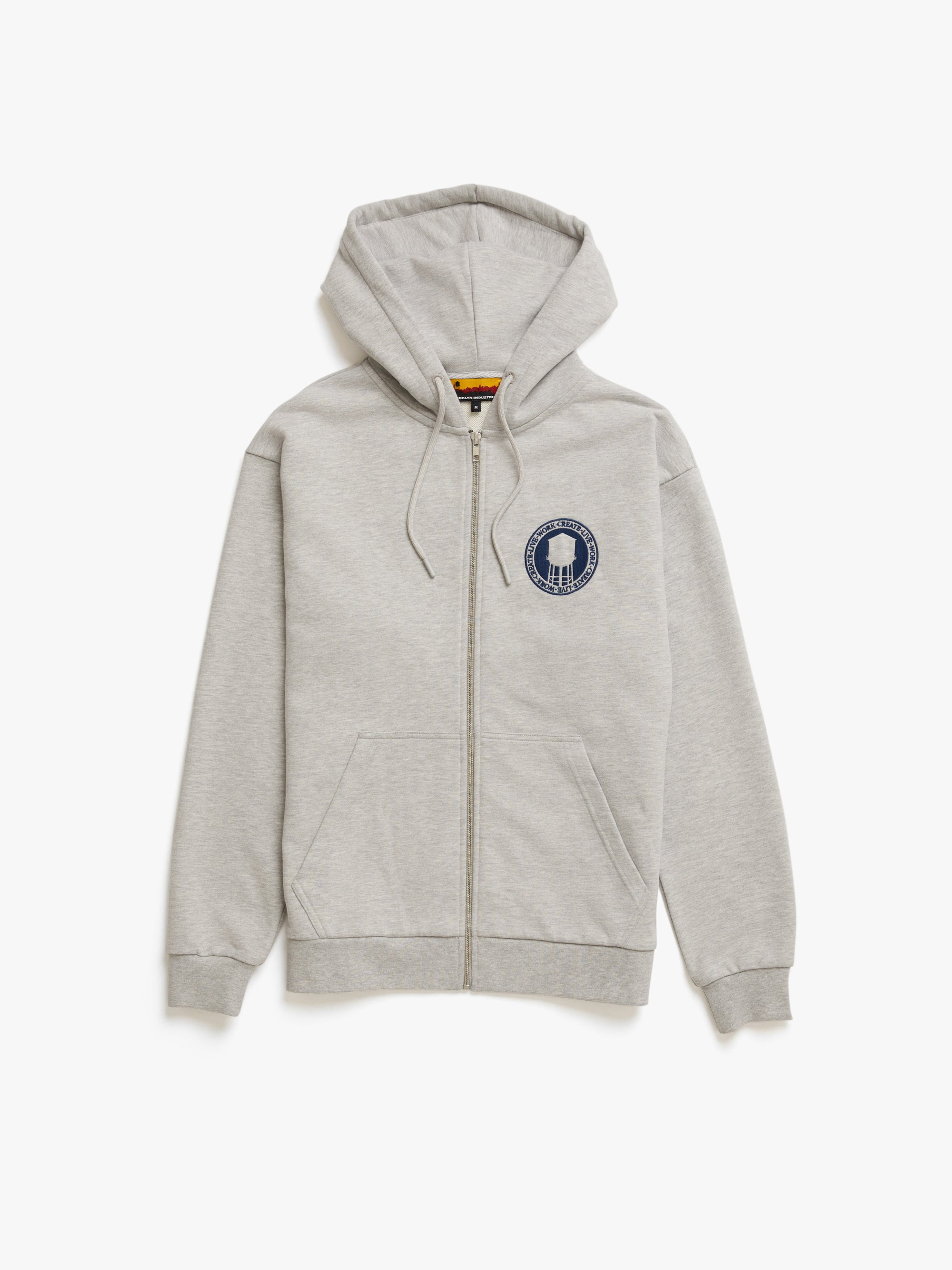 Men's Heritage Zip-Up Hoodie in Grey Melange - BROOKLYN INDUSTRIES