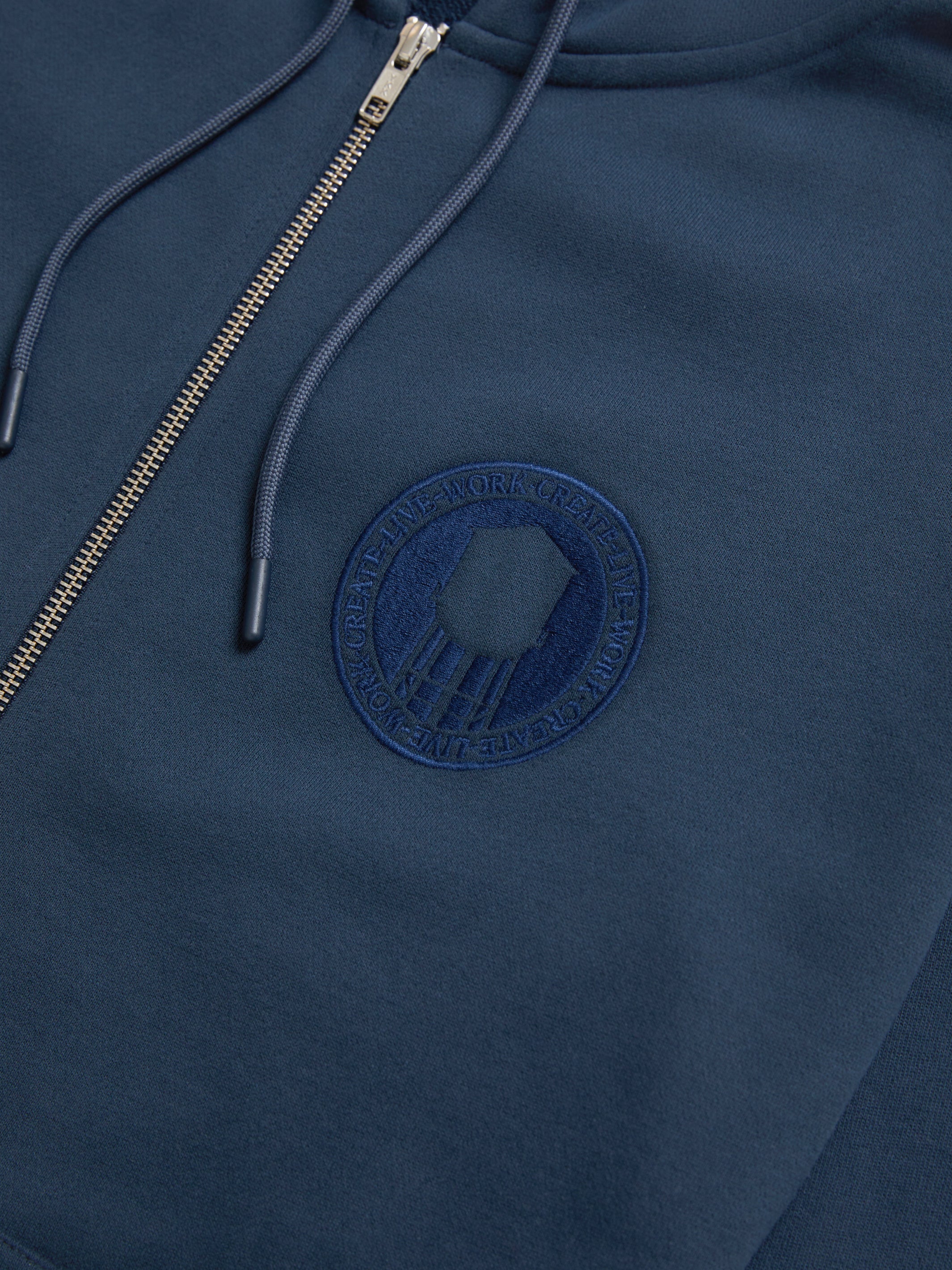 Brooklyn Indsutries Men's Heritage Zip-Up Hoodie in Moonlit Ocean