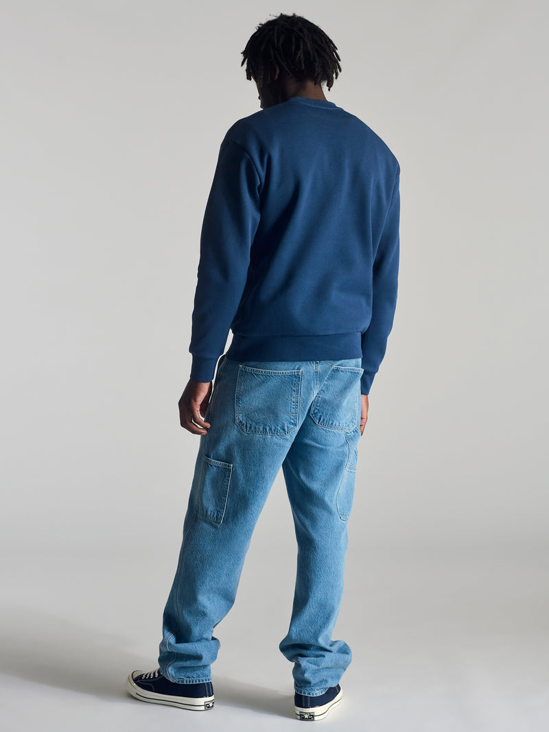 Men's Hoyt Crew Neck Sweatshirt In Dark Denim - BROOKLYN INDUSTRIES