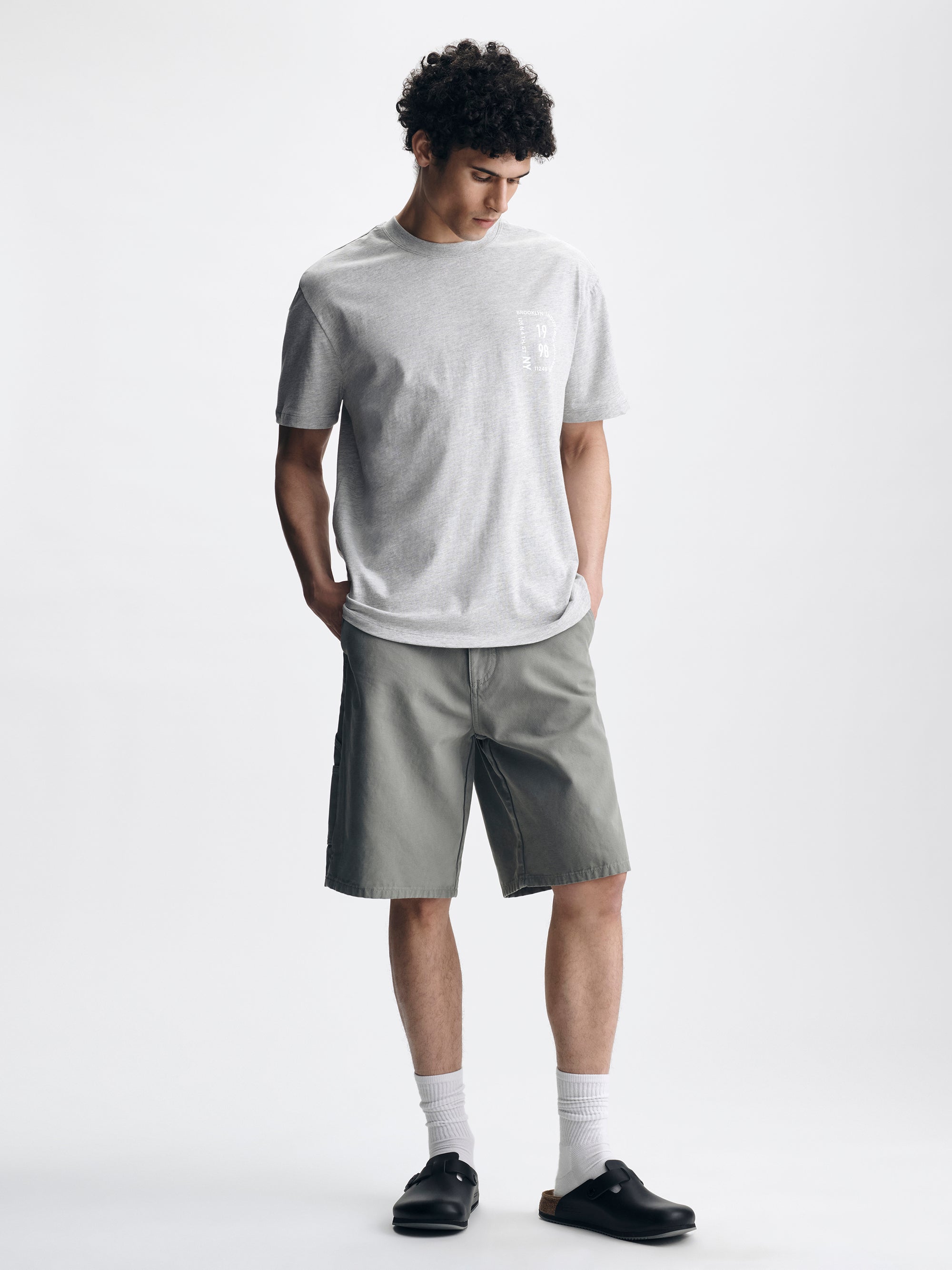 Men's Brooklyn Varsity T-Shirt in Light Grey Melange - BROOKLYN INDUSTRIES