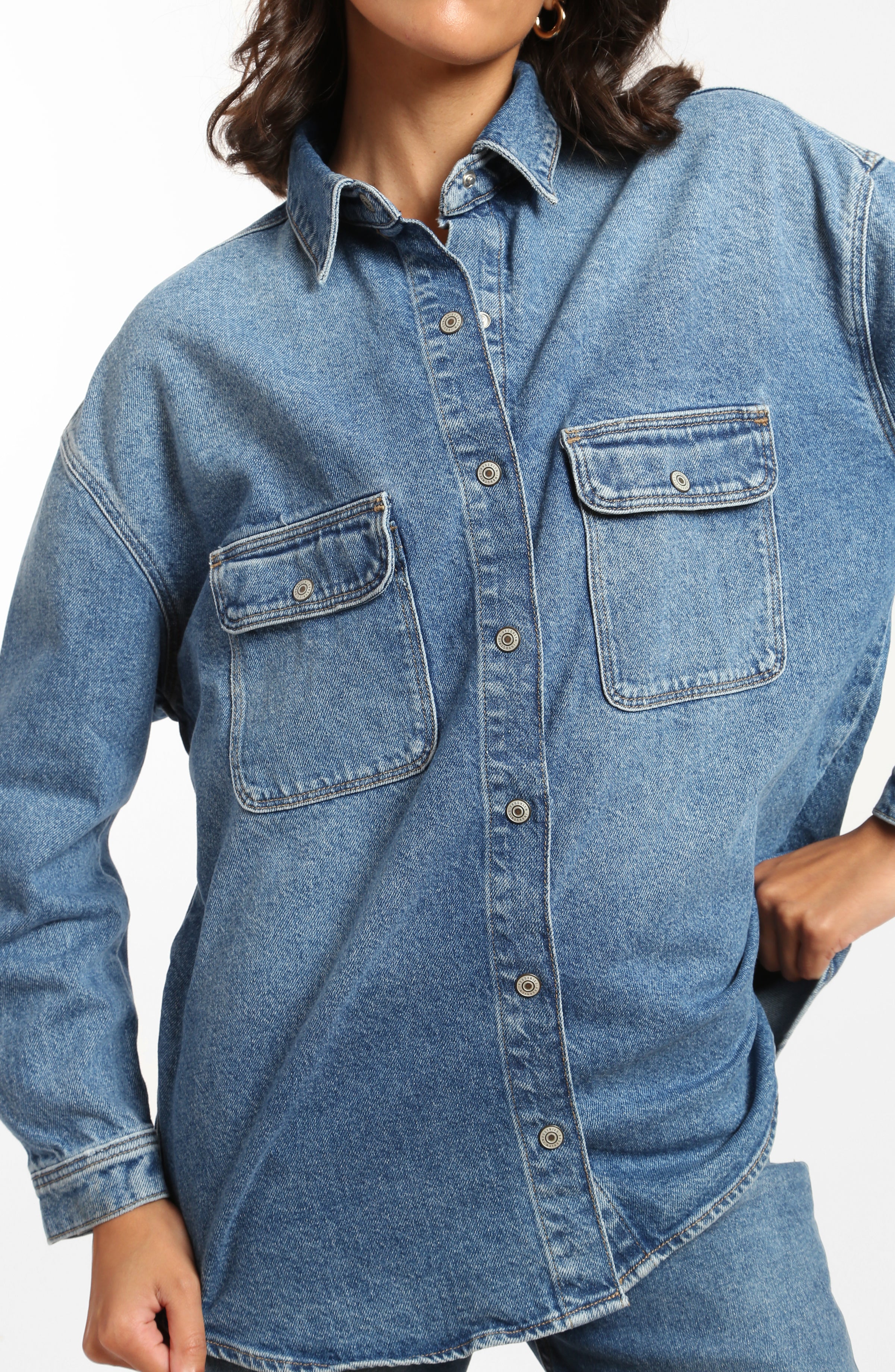 Ocean Denim Shirt in Blue Denim - BROOKLYN INDUSTRIES