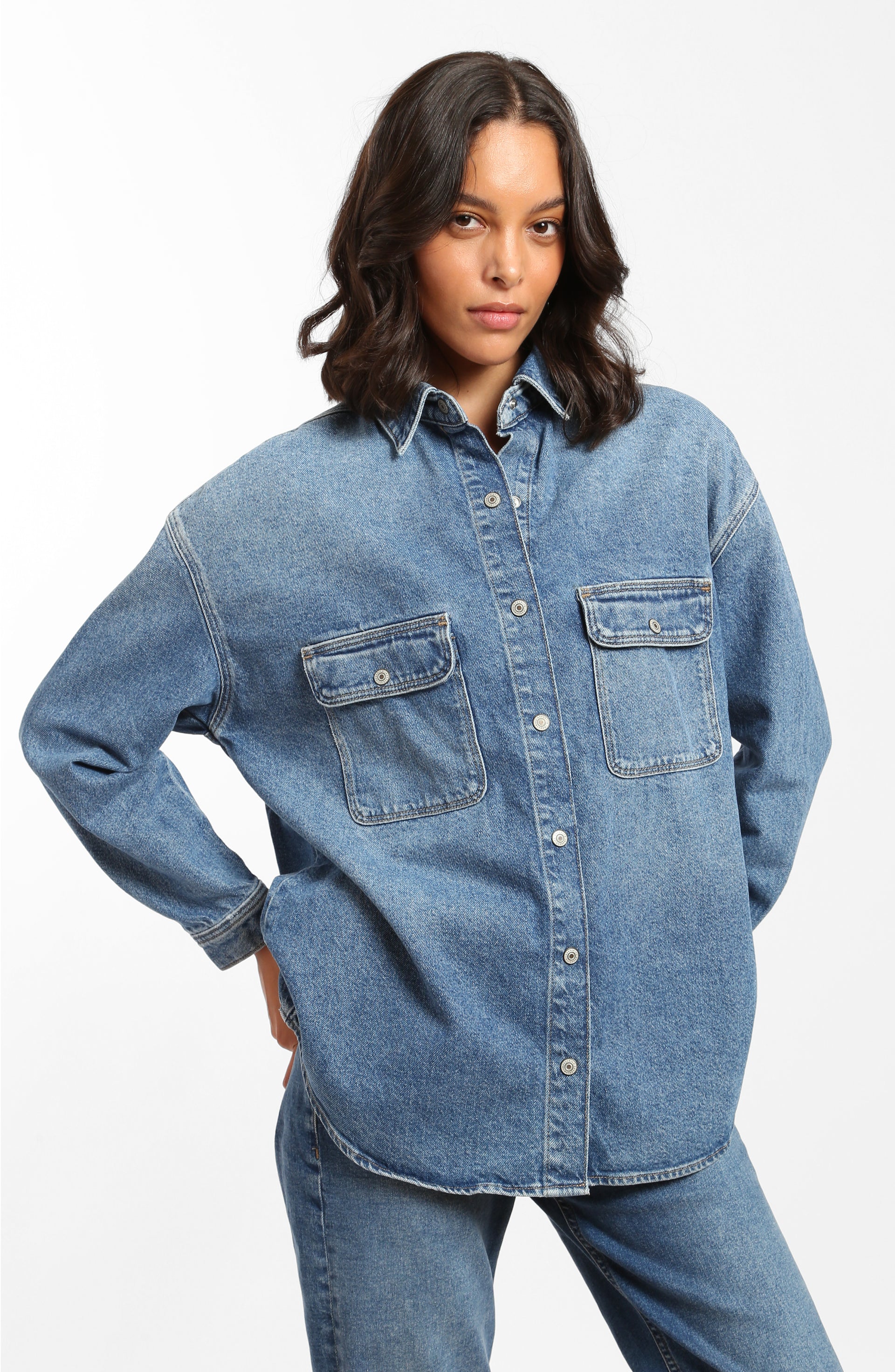 Brooklyn Industries Women's Ocean Denim Shirt in Blue Denim Xs Brooklyn Industries Women's Ocean Denim Shirt in Blue Denim Xs