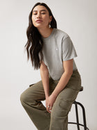 Women's Water Tower Crop T-shirt in Grey Melange - BROOKLYN INDUSTRIES