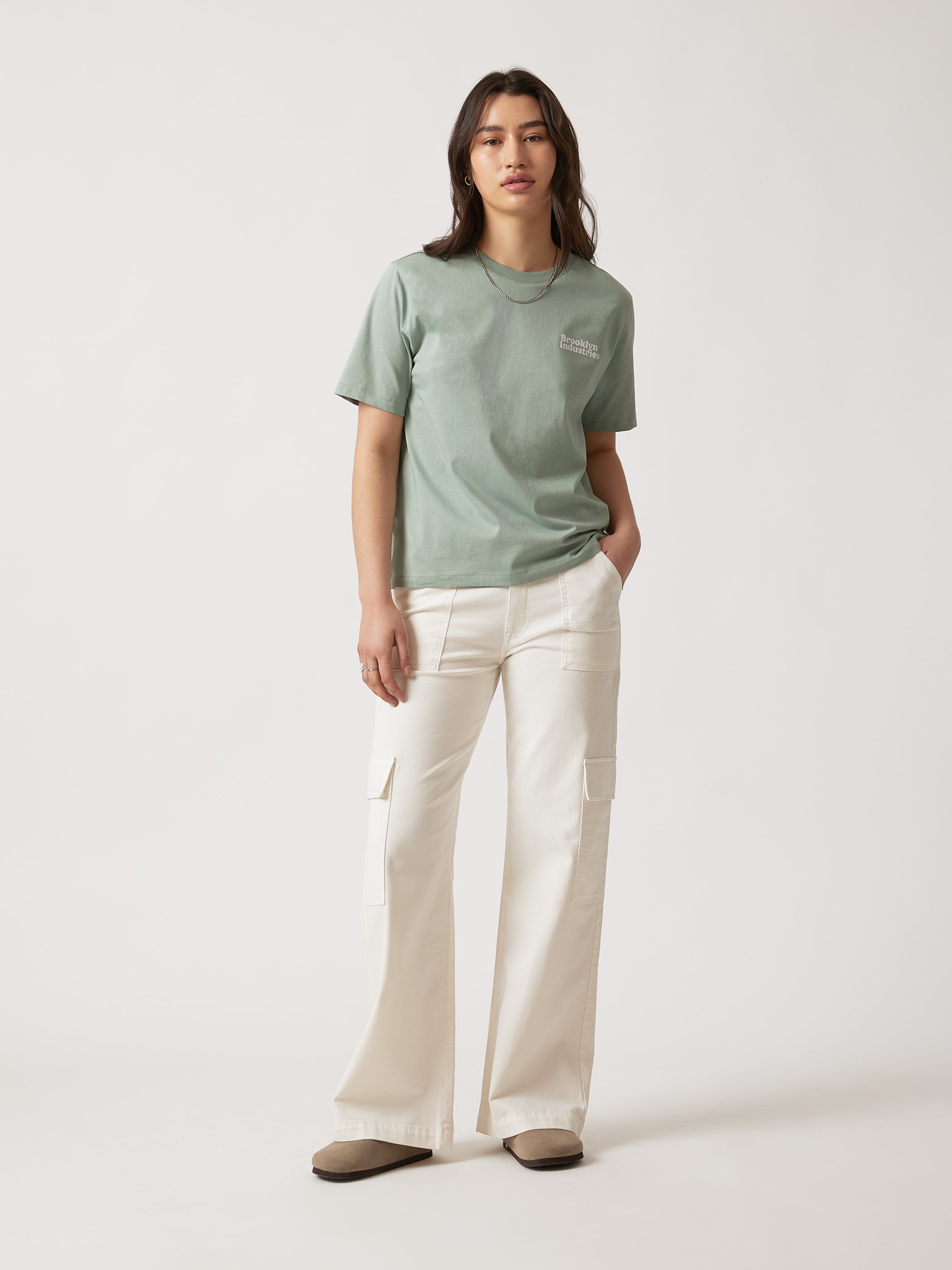 Women's NYC T-shirt in Green Milieu - BROOKLYN INDUSTRIES