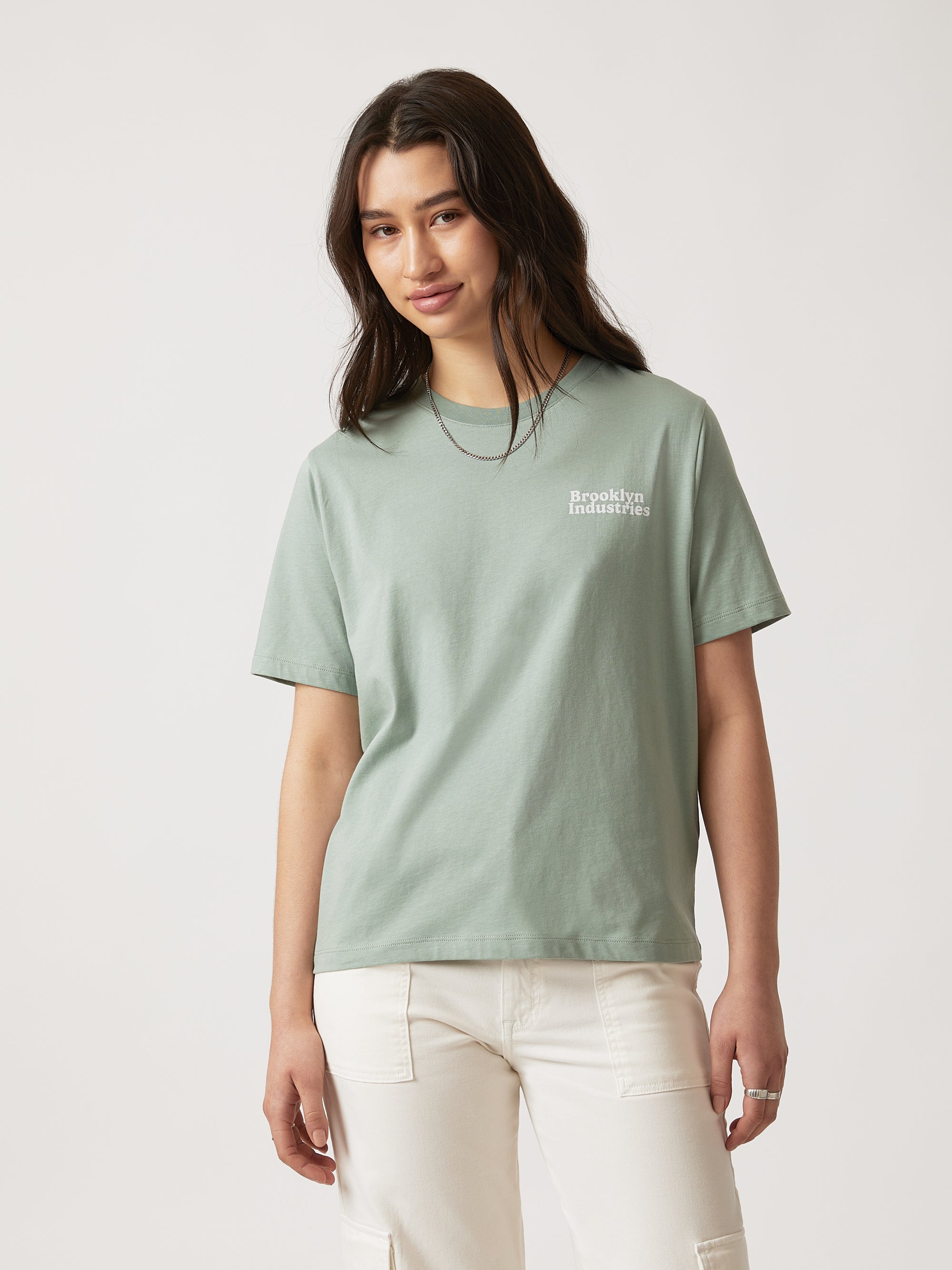 Women's NYC T-shirt in Green Milieu - BROOKLYN INDUSTRIES