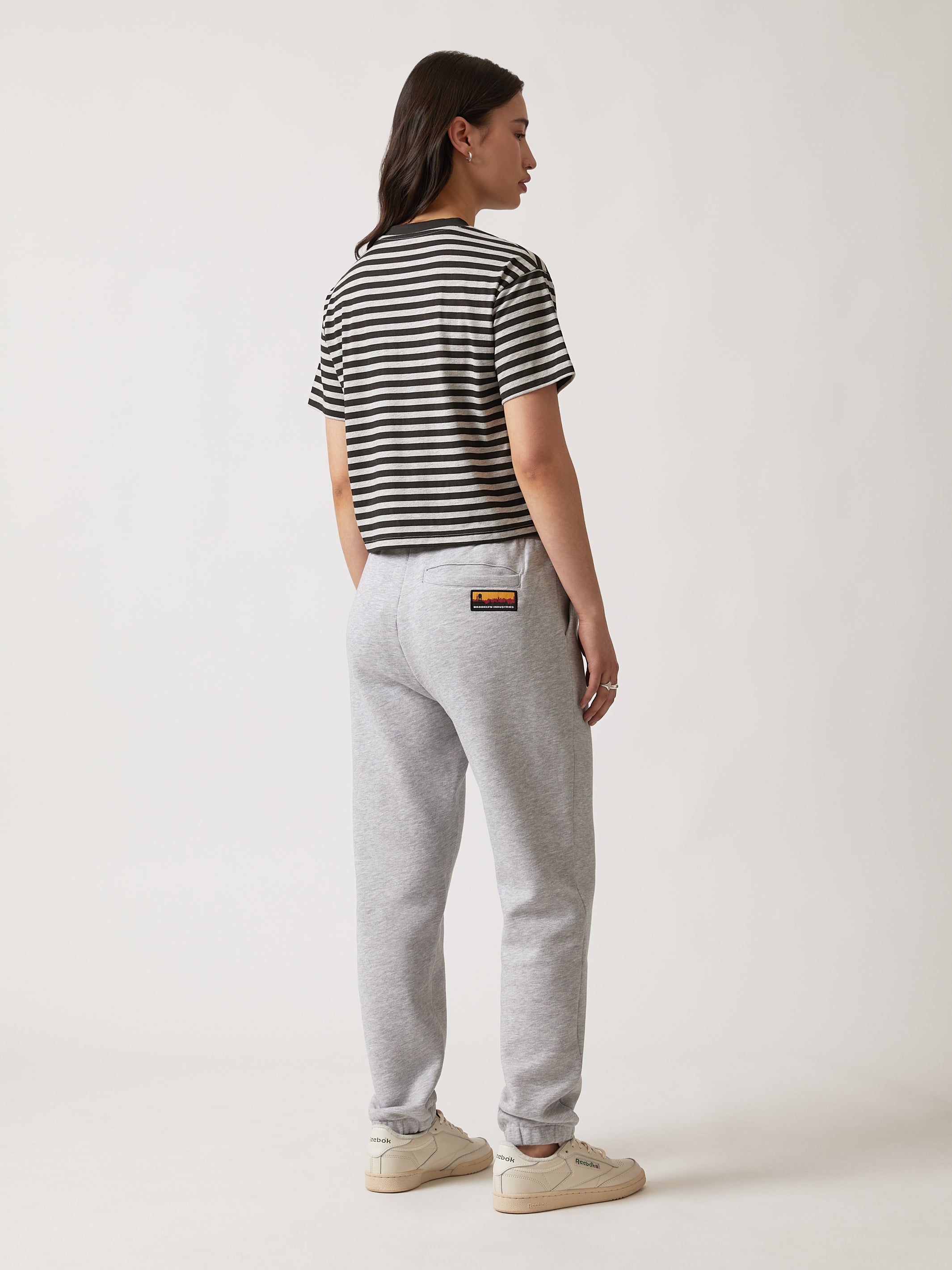 Women's Water Tower Stripe T-shirt in Grey Melange - BROOKLYN INDUSTRIES