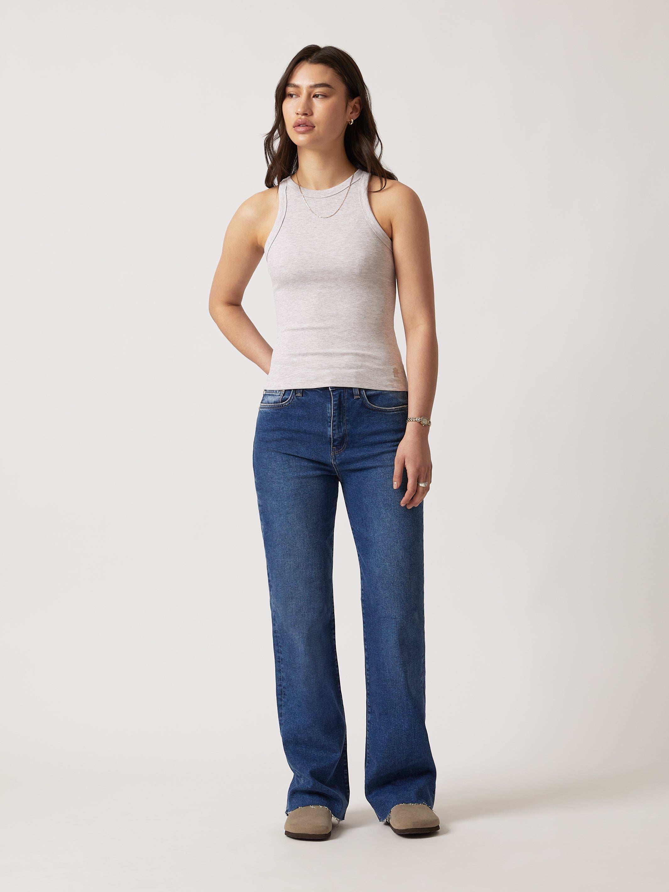 Women's Water Tower Tank Top in Oat Melange - BROOKLYN INDUSTRIES