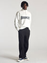 Men's Campus Half Zip Sweatshirt In Antique White - BROOKLYN INDUSTRIES