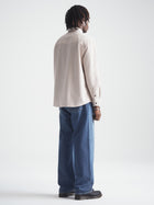 Men's Long Sleeve Striped Shirt in Burgundy Stripe - BROOKLYN INDUSTRIES