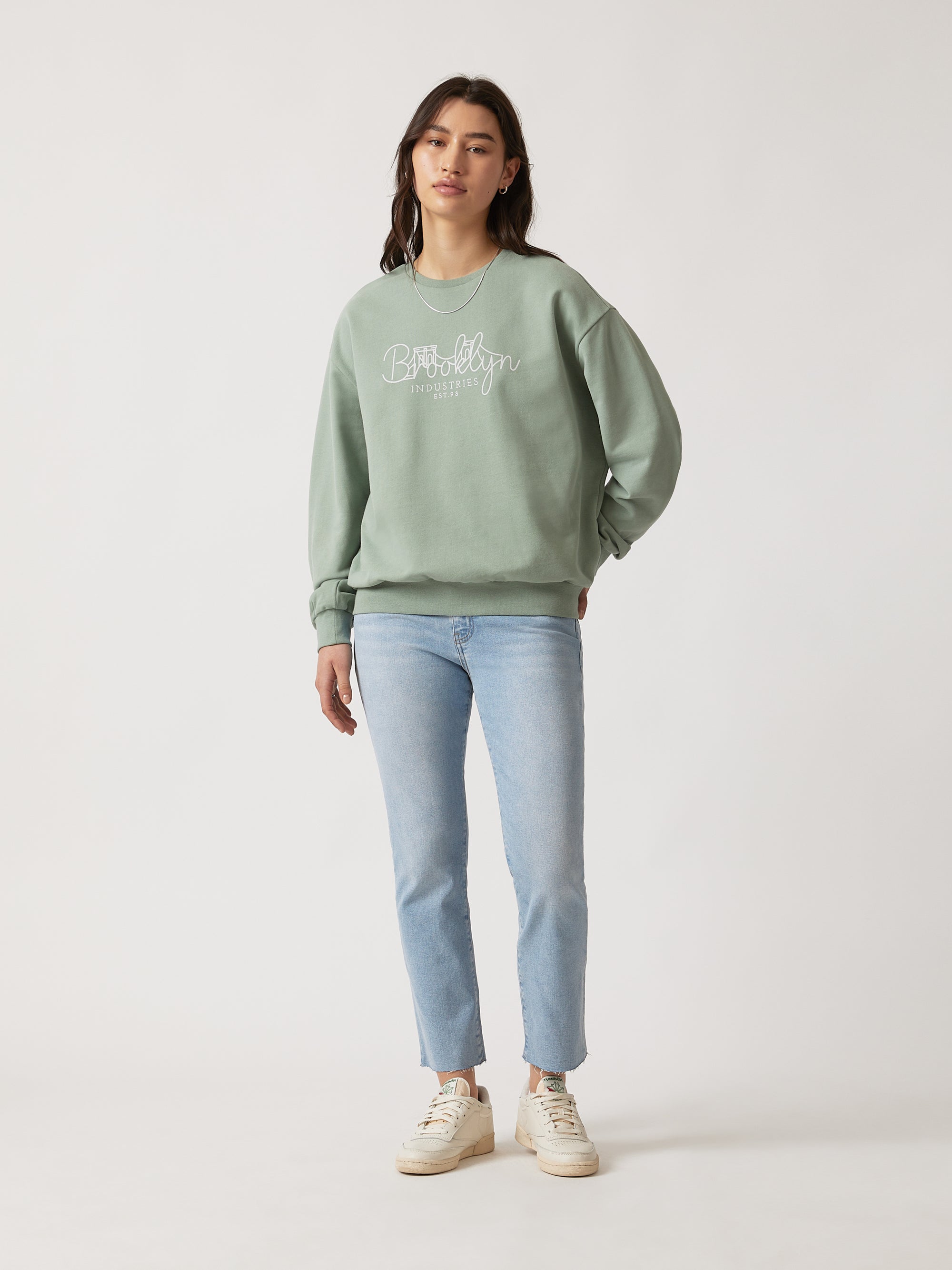 Women's Brooklyn Bridge Sweatshirt in Green Milieu - BROOKLYN INDUSTRIES