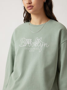 Women's Brooklyn Bridge Sweatshirt in Green Milieu - BROOKLYN INDUSTRIES