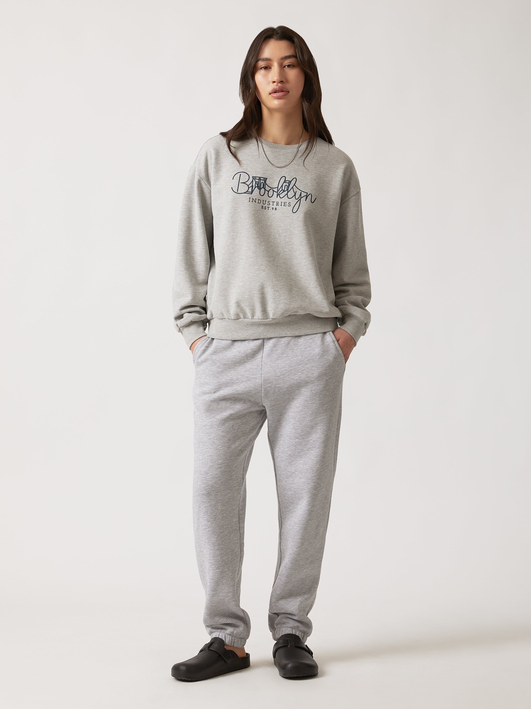 Women's Brooklyn Bridge Sweatshirt in Grey Melange - BROOKLYN INDUSTRIES