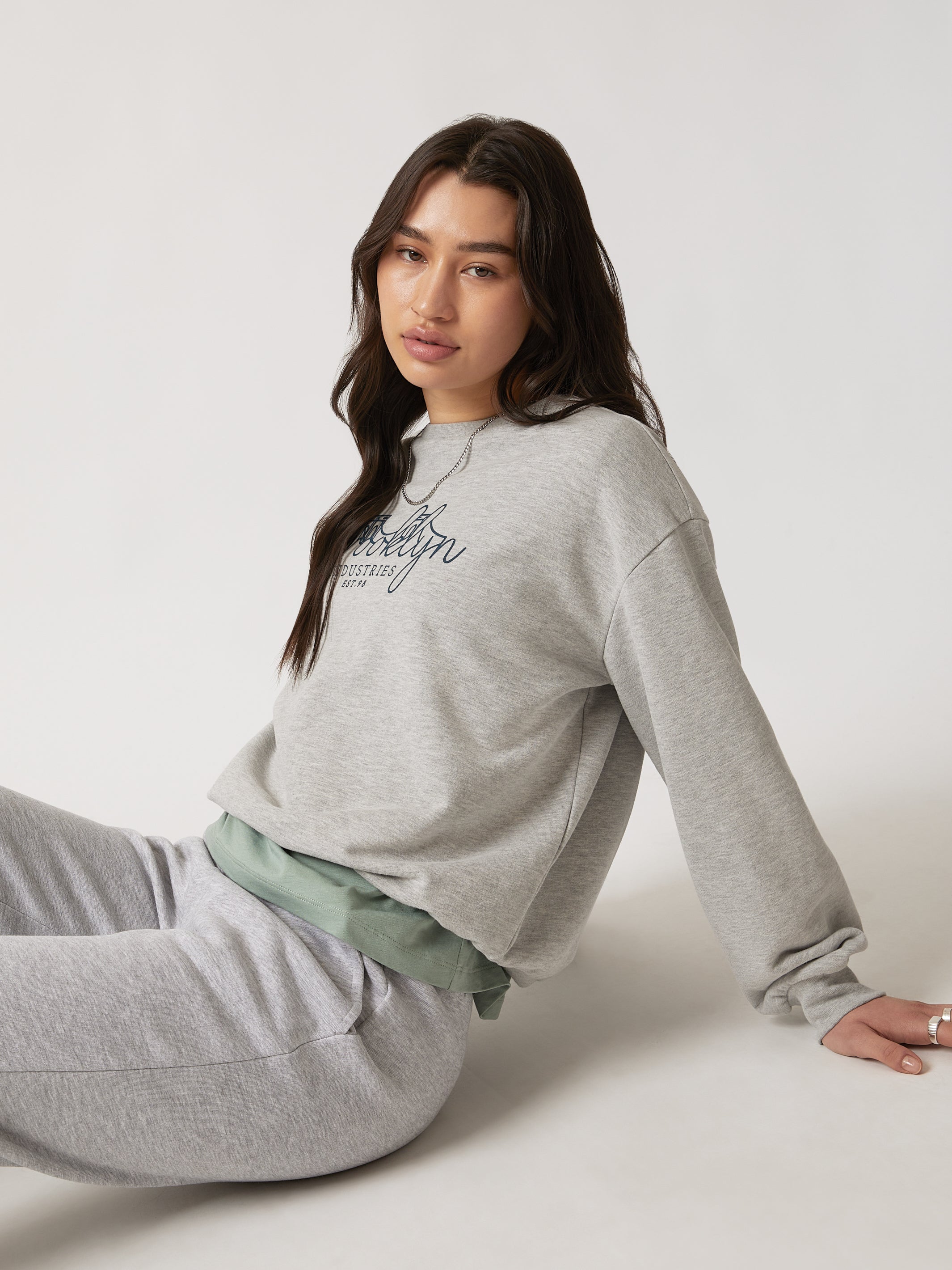 Women's Brooklyn Bridge Sweatshirt in Grey Melange - BROOKLYN INDUSTRIES