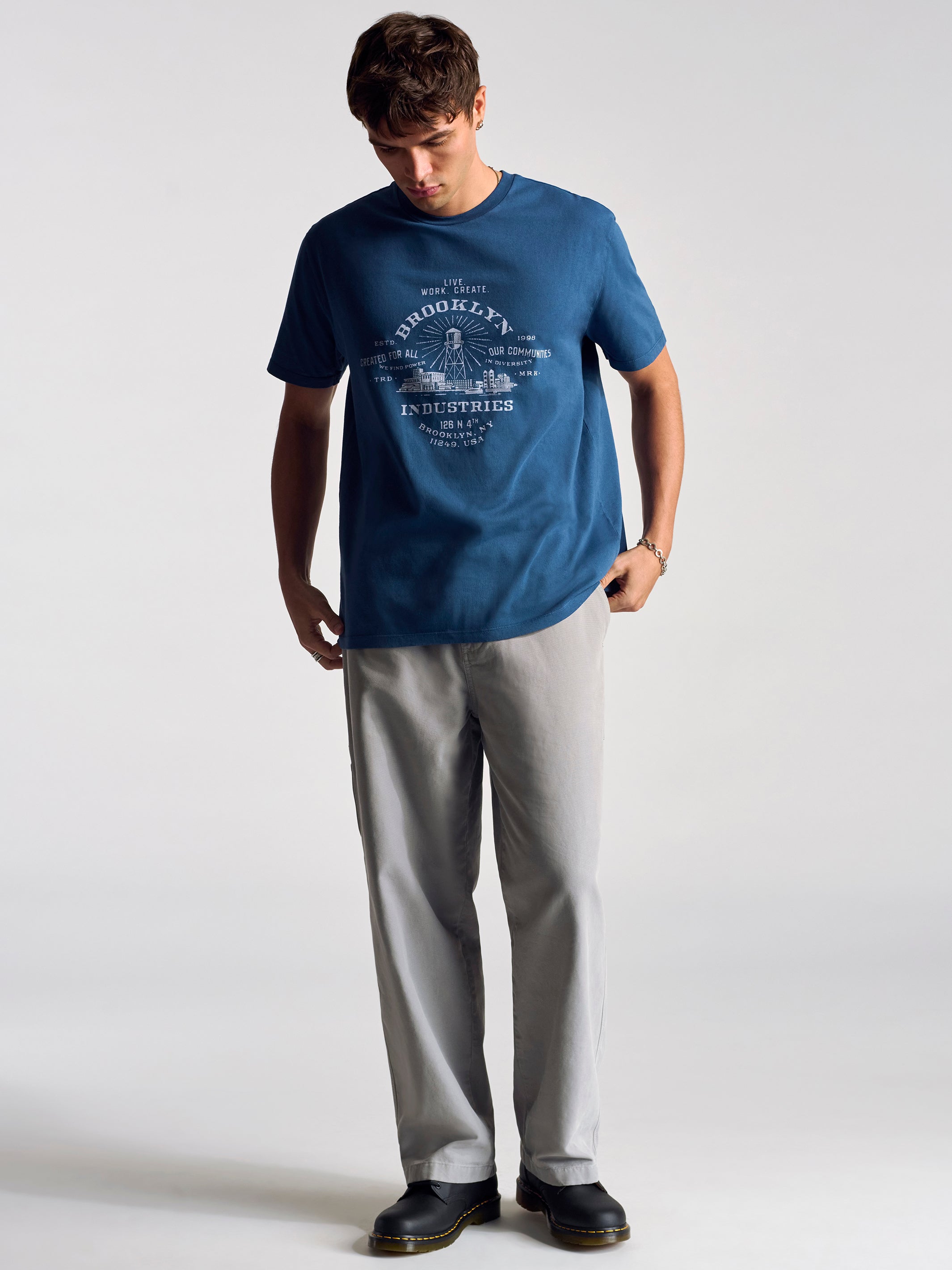 Men's Brooklyn Vintage T-Shirt In Orion Blue - BROOKLYN INDUSTRIES