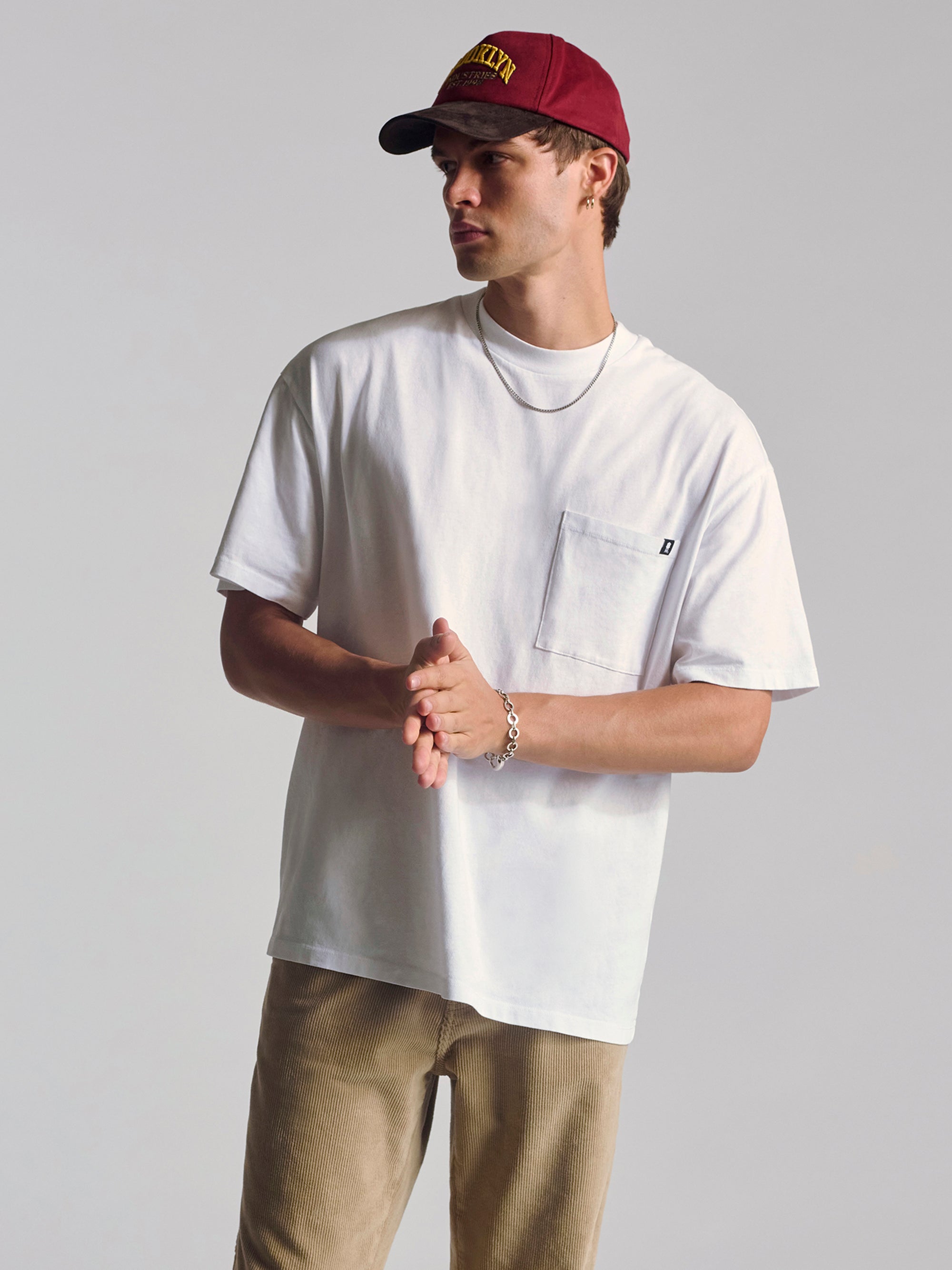 Men's Short Sleeve Pocket T-Shirt In White - BROOKLYN INDUSTRIES