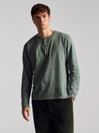 Men's Long Sleeve Henley T-Shirt In Agave Green - BROOKLYN INDUSTRIES