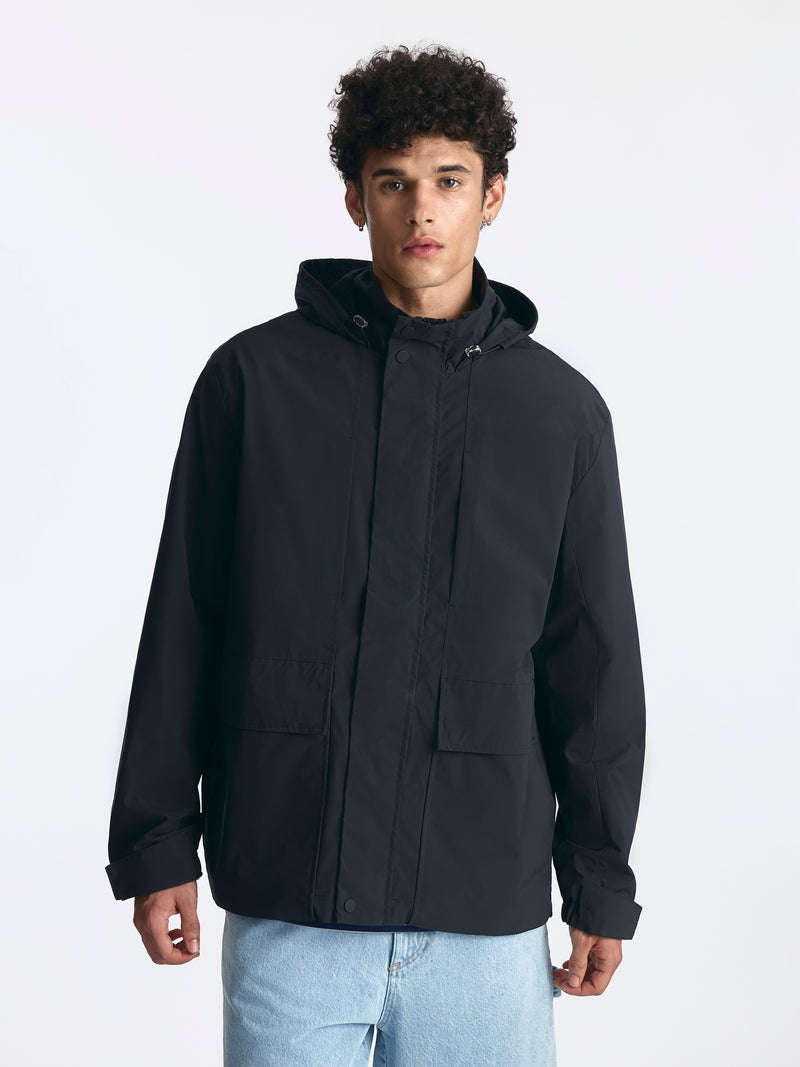 Men's Hooded Utility Jacket in Jet Black - BROOKLYN INDUSTRIES