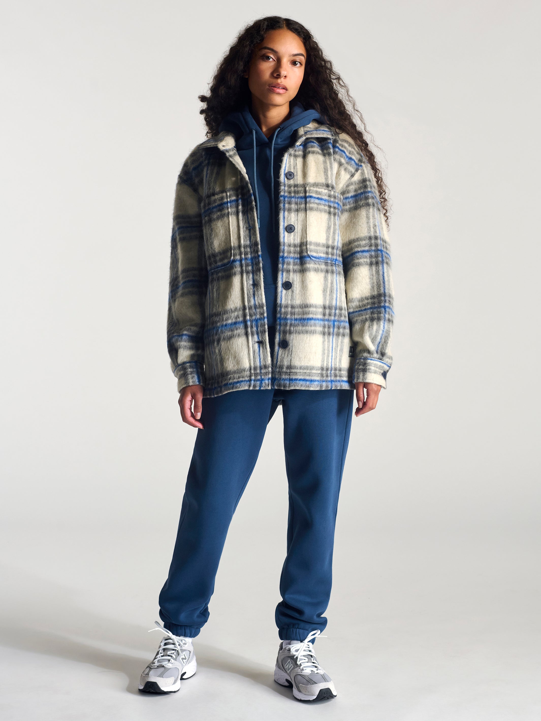 Women's Overshirt In Grey Checked - BROOKLYN INDUSTRIES