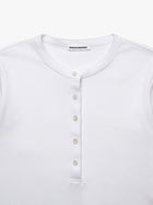 Women's Cropped Henley T-Shirt in White