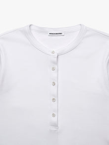 Women's Cropped Henley T-Shirt in White