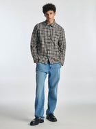 Men's Logo Long Sleeve Plaid Shirt in Black Check - BROOKLYN INDUSTRIES