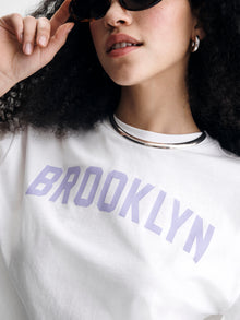 Women's Cropped Brooklyn T-Shirt in White - BROOKLYN INDUSTRIES