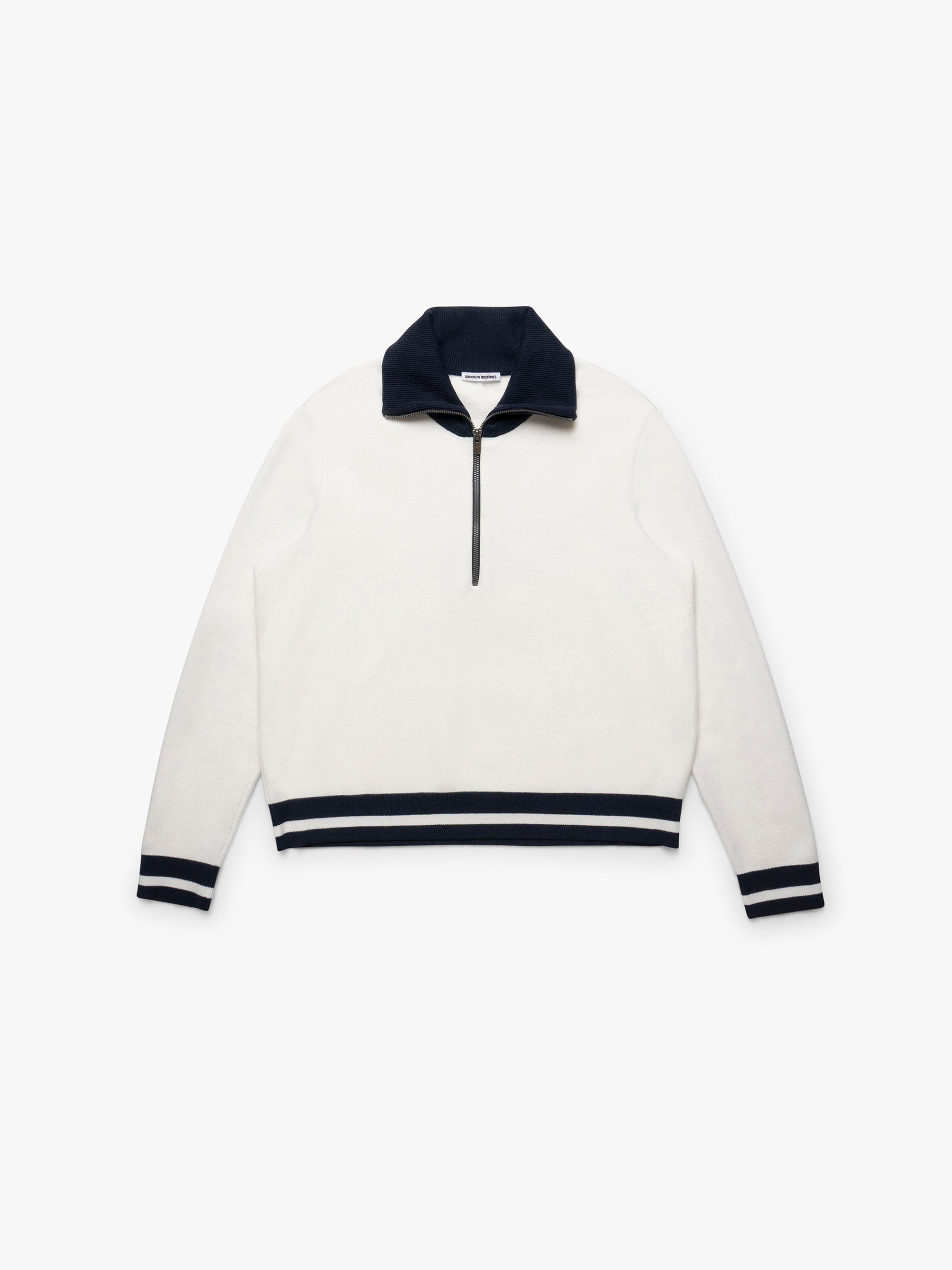Women's Half Zip Sweater in Antique White - BROOKLYN INDUSTRIES