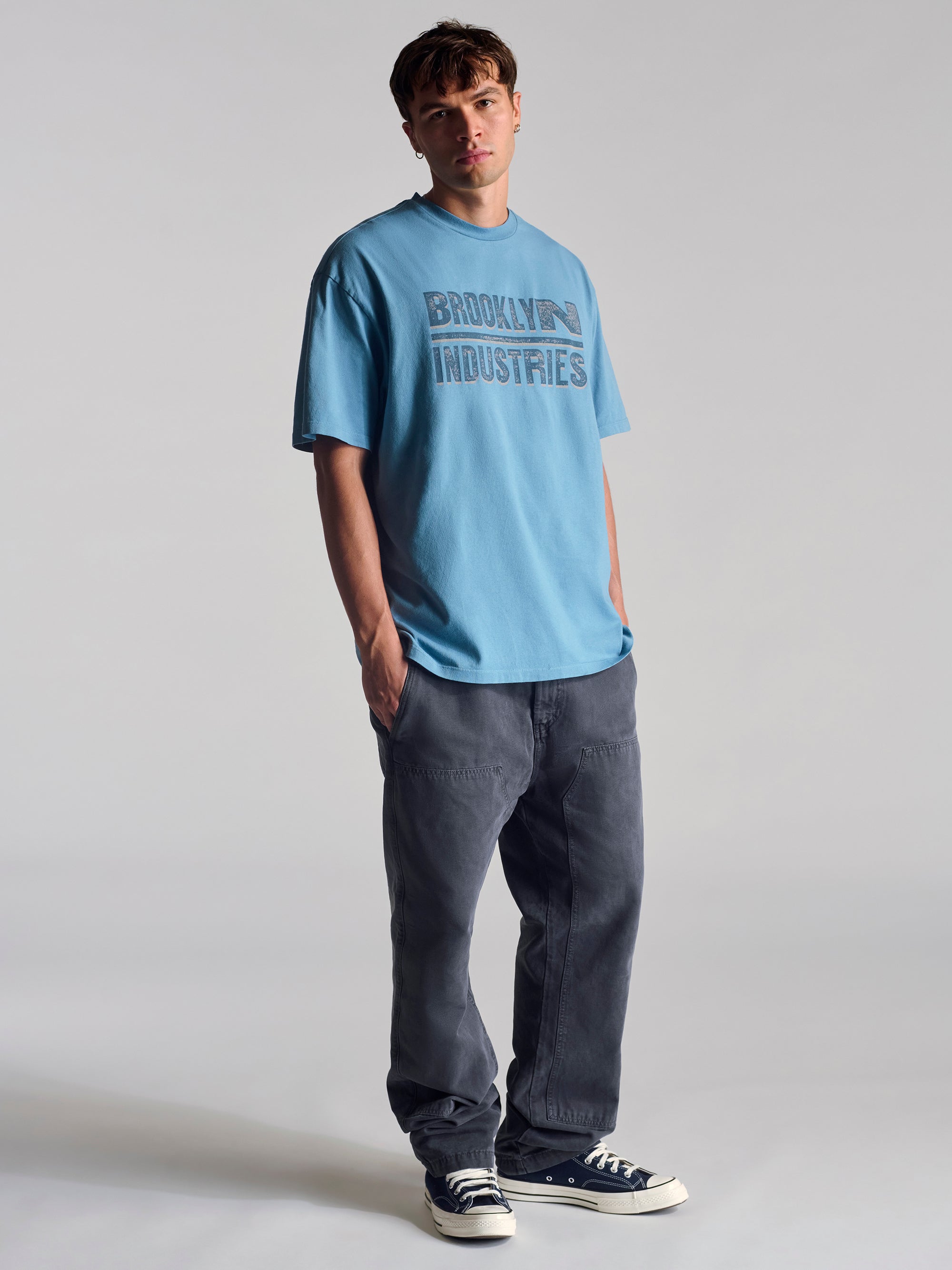 Men's Brooklyn Vintage T-Shirt In Blue Shadow - BROOKLYN INDUSTRIES