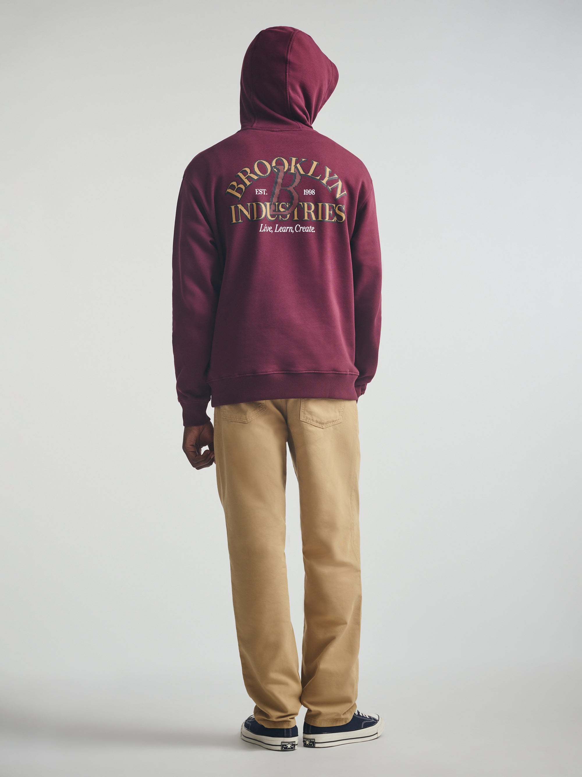 Men's Live Work Create Sweatshirt In Windsor Wine - BROOKLYN INDUSTRIES